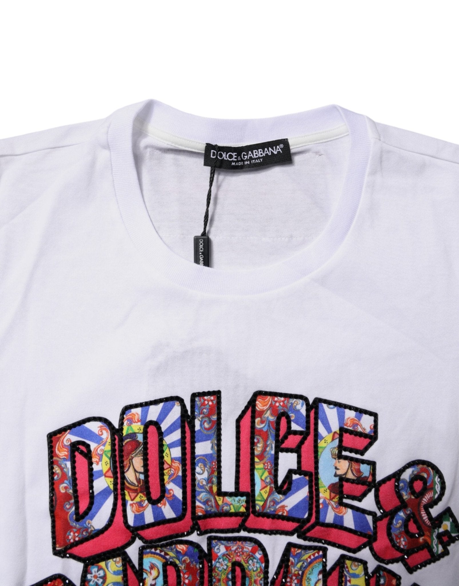 Dolce & Gabbana White Cotton Logo Print Round Neck T-shirt - RIMODA