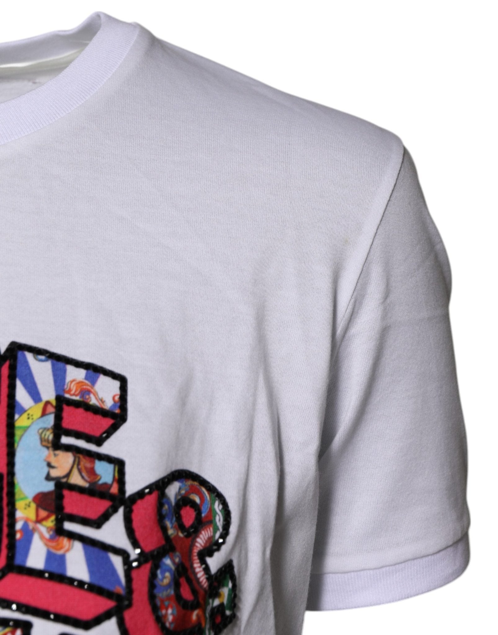 Dolce & Gabbana White Cotton Logo Print Round Neck T-shirt - RIMODA