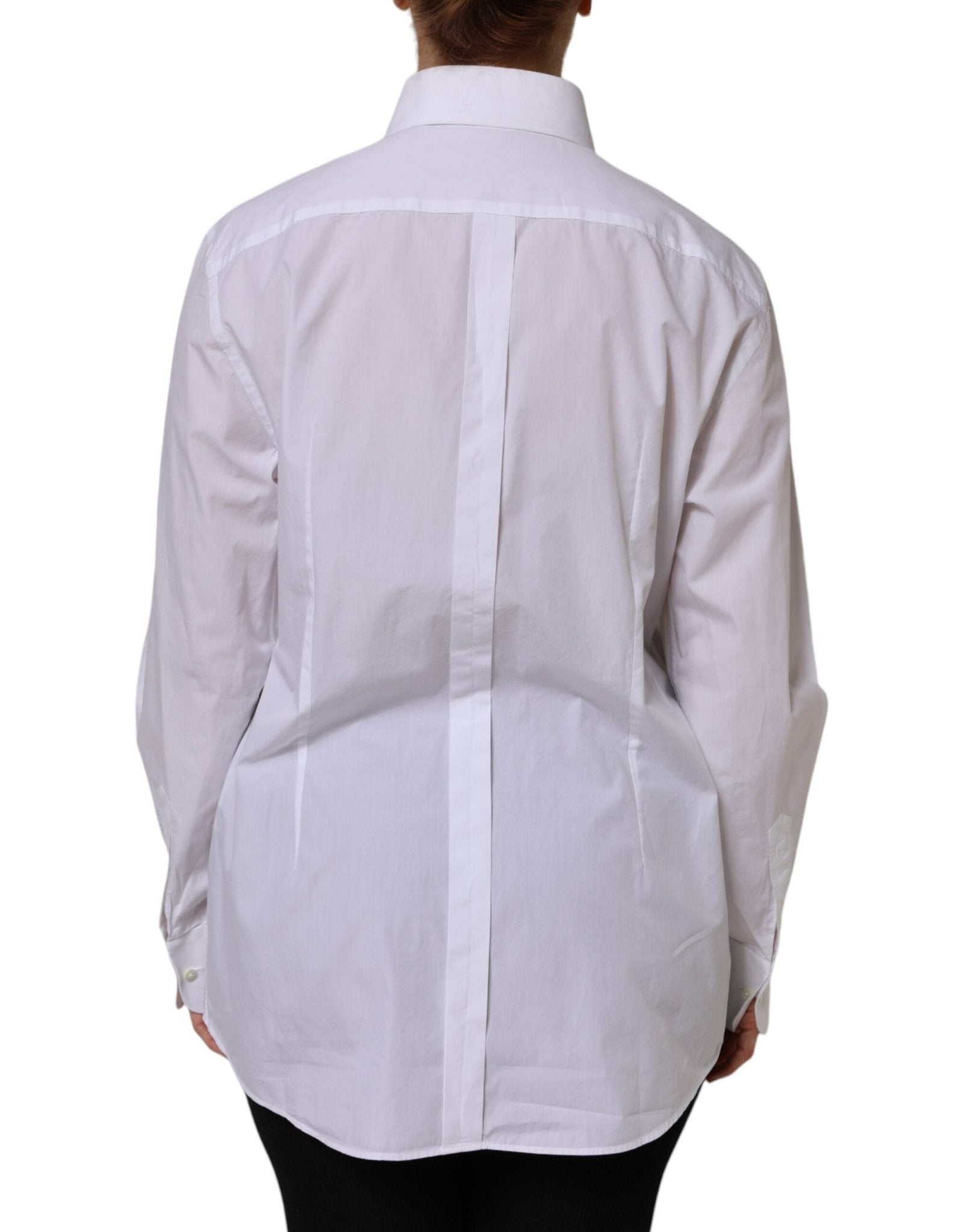 Dolce & Gabbana White Cotton Long Sleeves Collared Top Shirt - RIMODA
