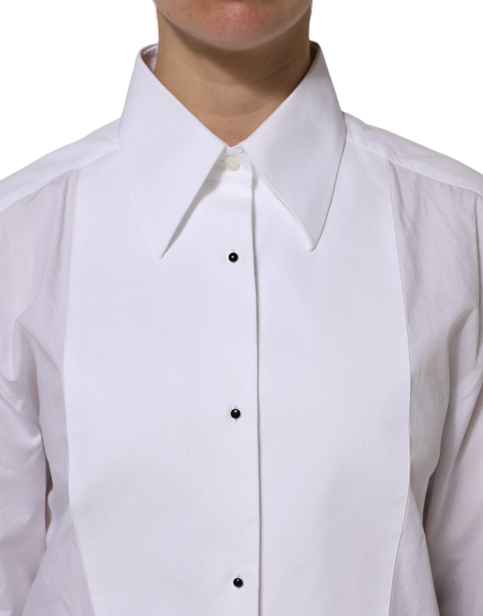 Dolce & Gabbana White Cotton Long Sleeves Collared Top Shirt - RIMODA
