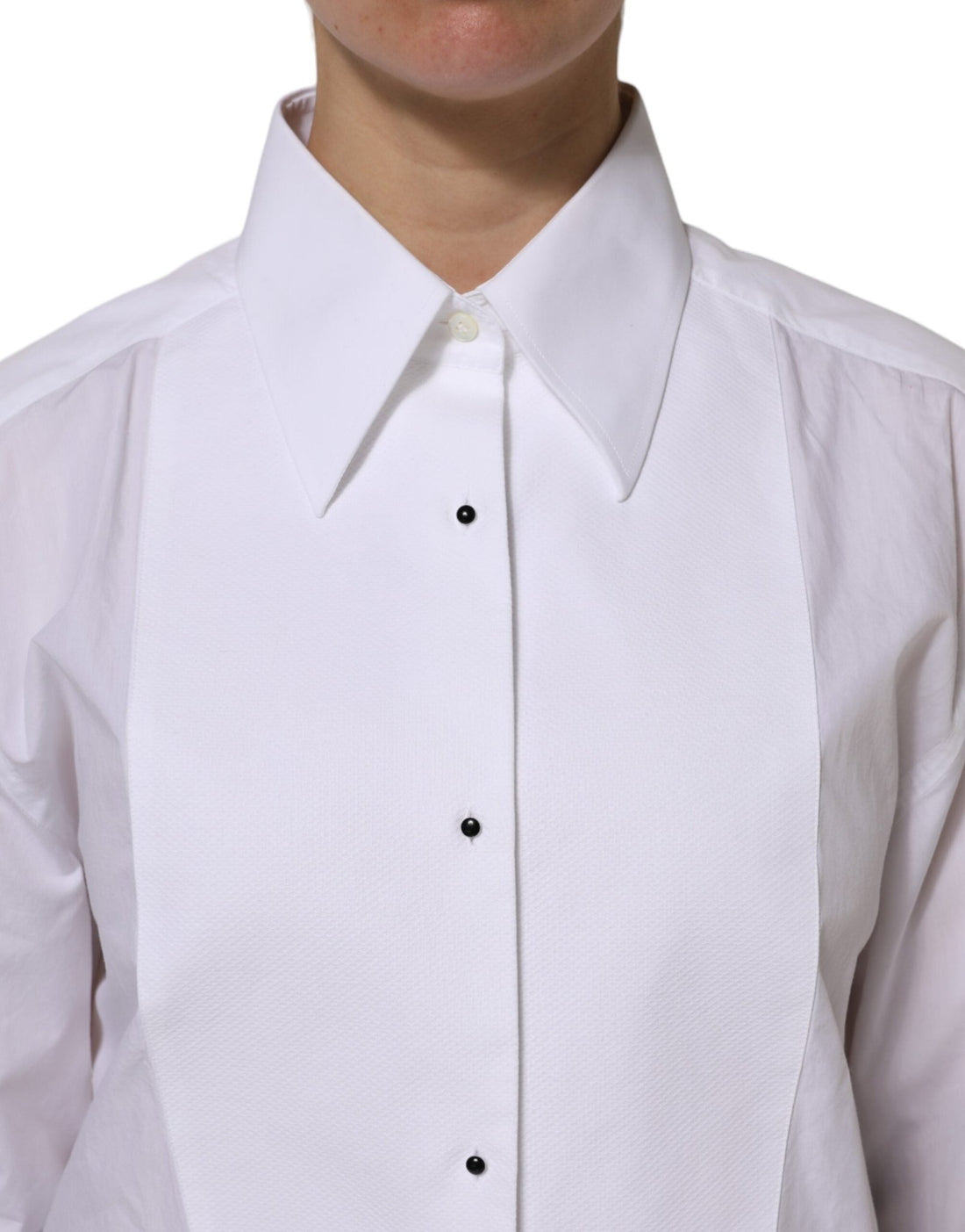 Dolce & Gabbana White Cotton Long Sleeves Collared Top Shirt - RIMODA