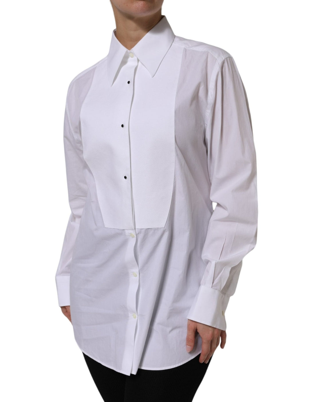 Dolce & Gabbana White Cotton Long Sleeves Collared Top Shirt - RIMODA