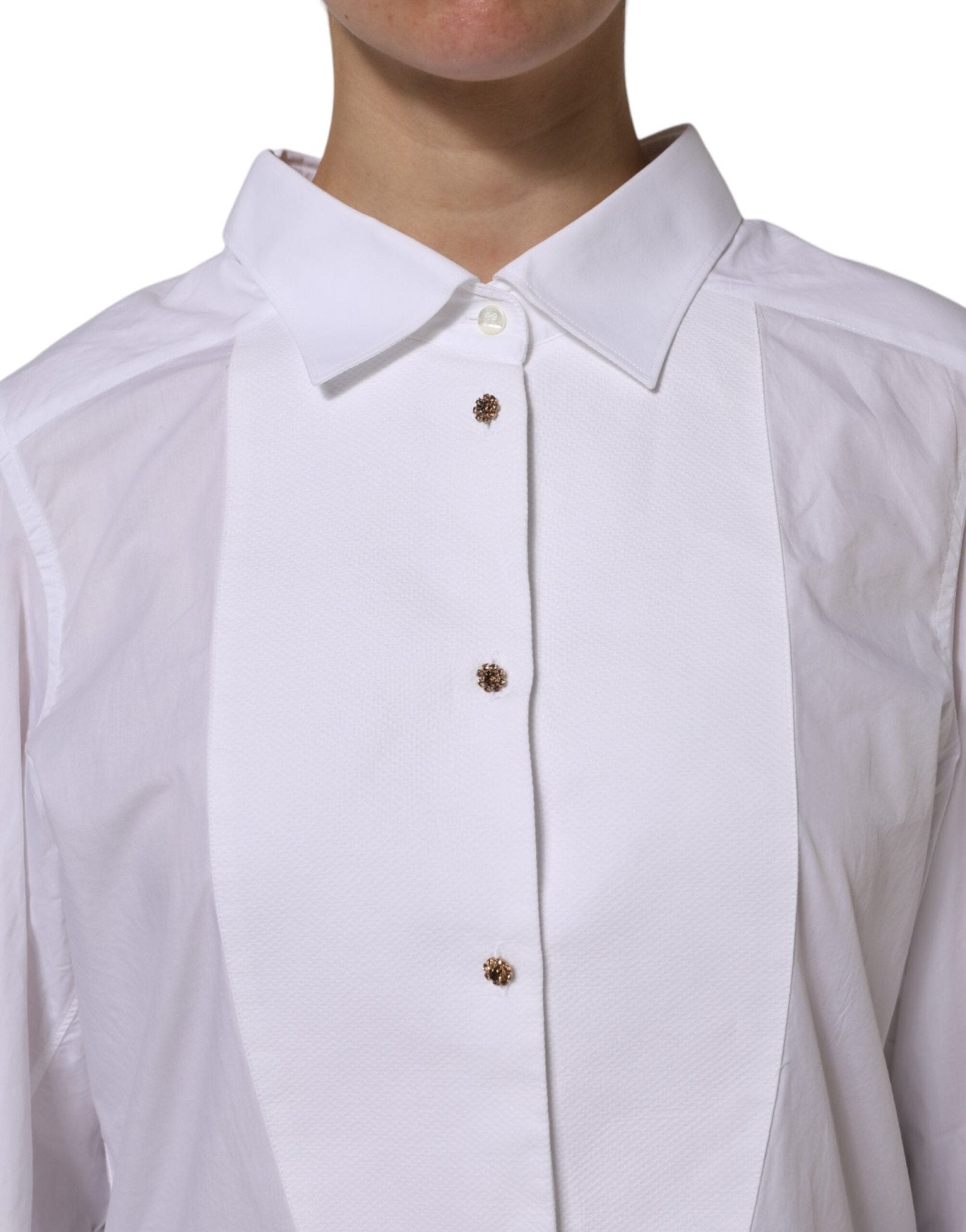 Dolce & Gabbana White Cotton Long Sleeves Formal Top Shirt - RIMODA