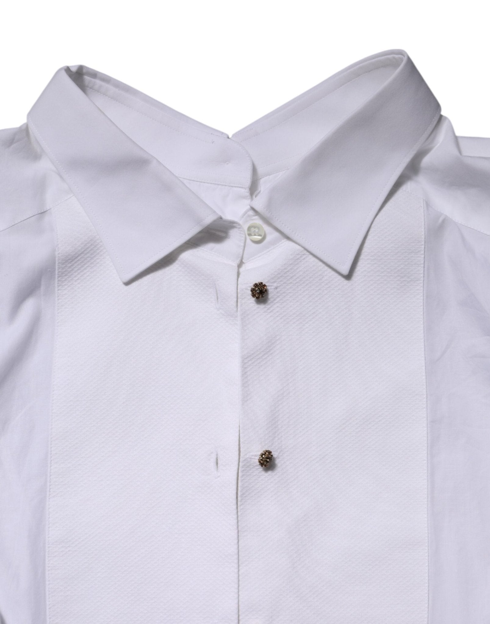 Dolce & Gabbana White Cotton Long Sleeves Formal Top Shirt - RIMODA