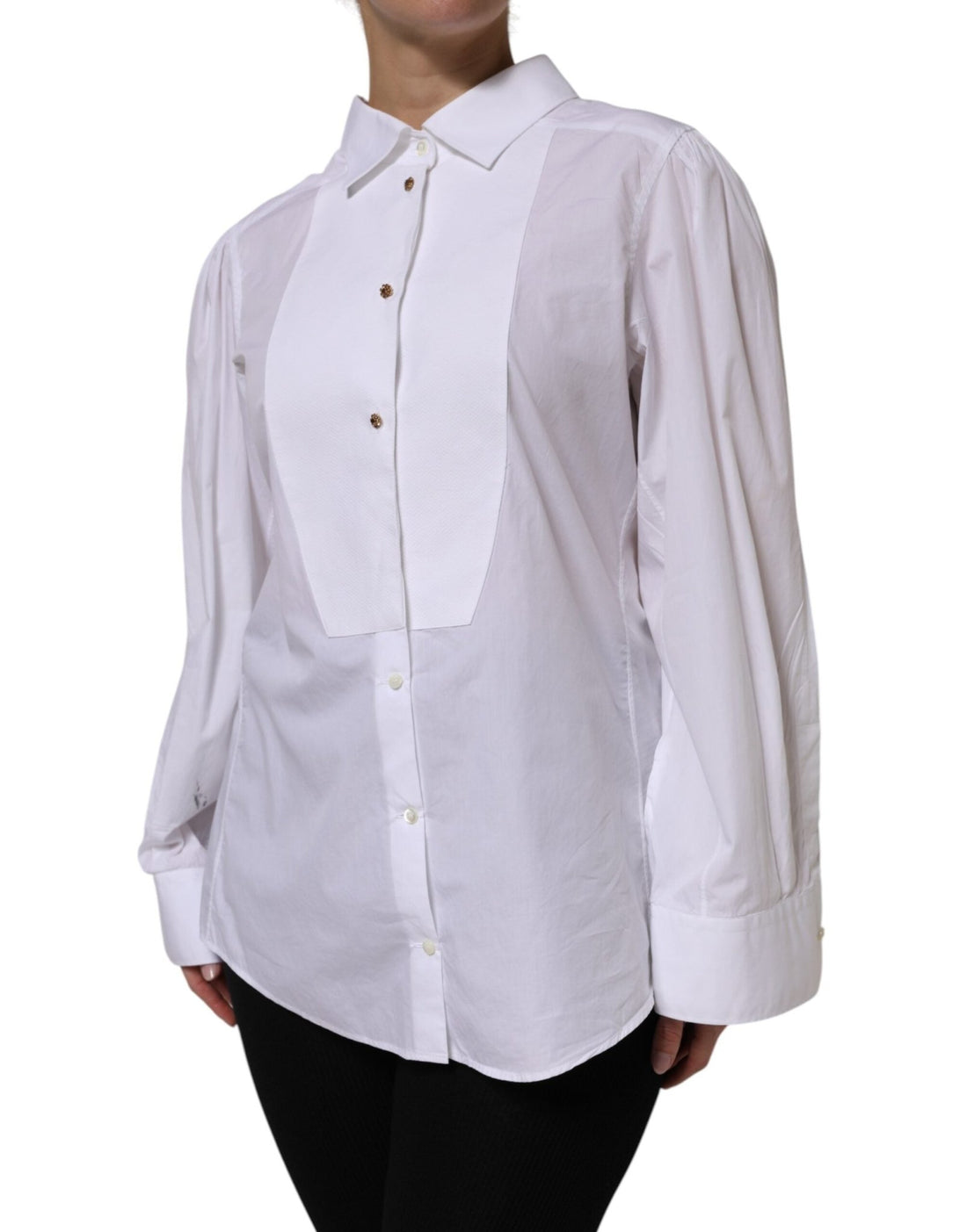 Dolce & Gabbana White Cotton Long Sleeves Formal Top Shirt - RIMODA