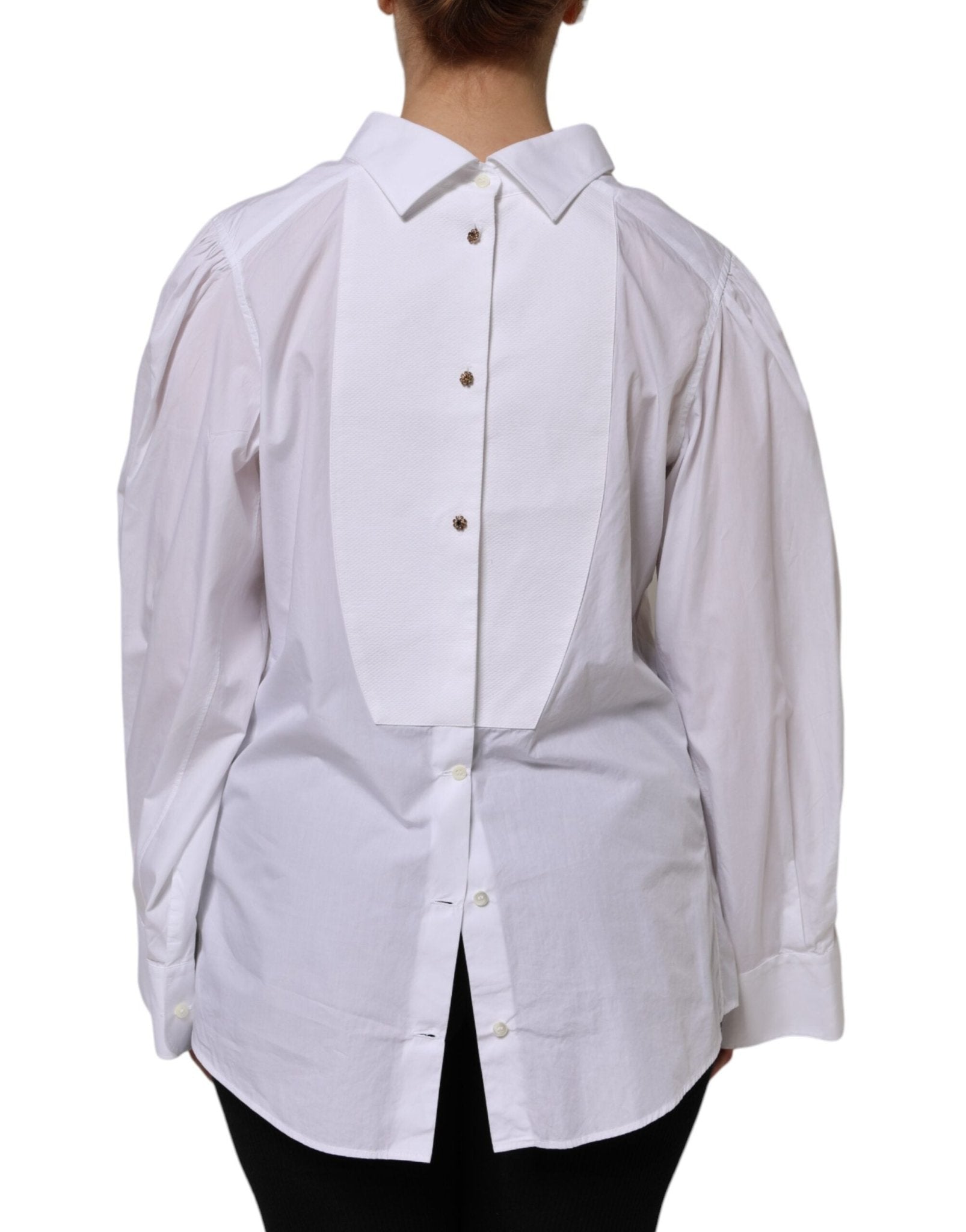 Dolce & Gabbana White Cotton Long Sleeves Formal Top Shirt - RIMODA