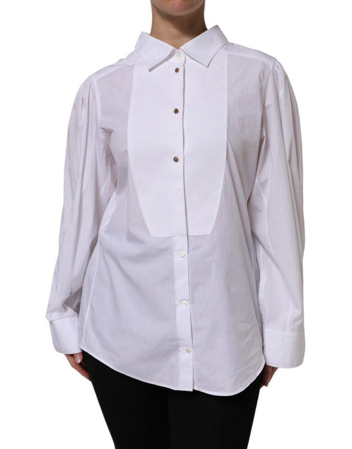 Dolce & Gabbana White Cotton Long Sleeves Formal Top Shirt - RIMODA