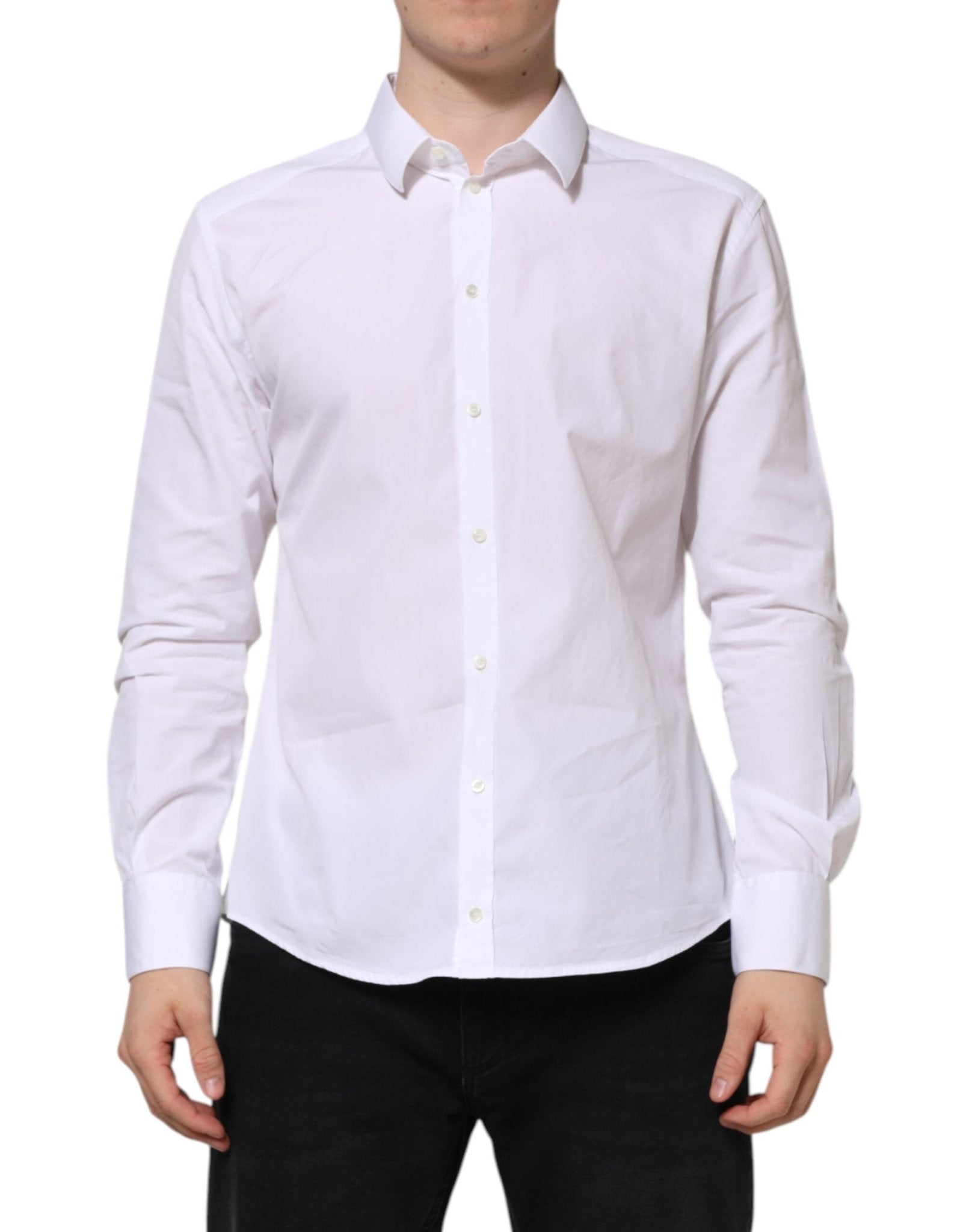 Dolce & Gabbana White Cotton Long Sleeves GOLD Formal Shirt - RIMODA