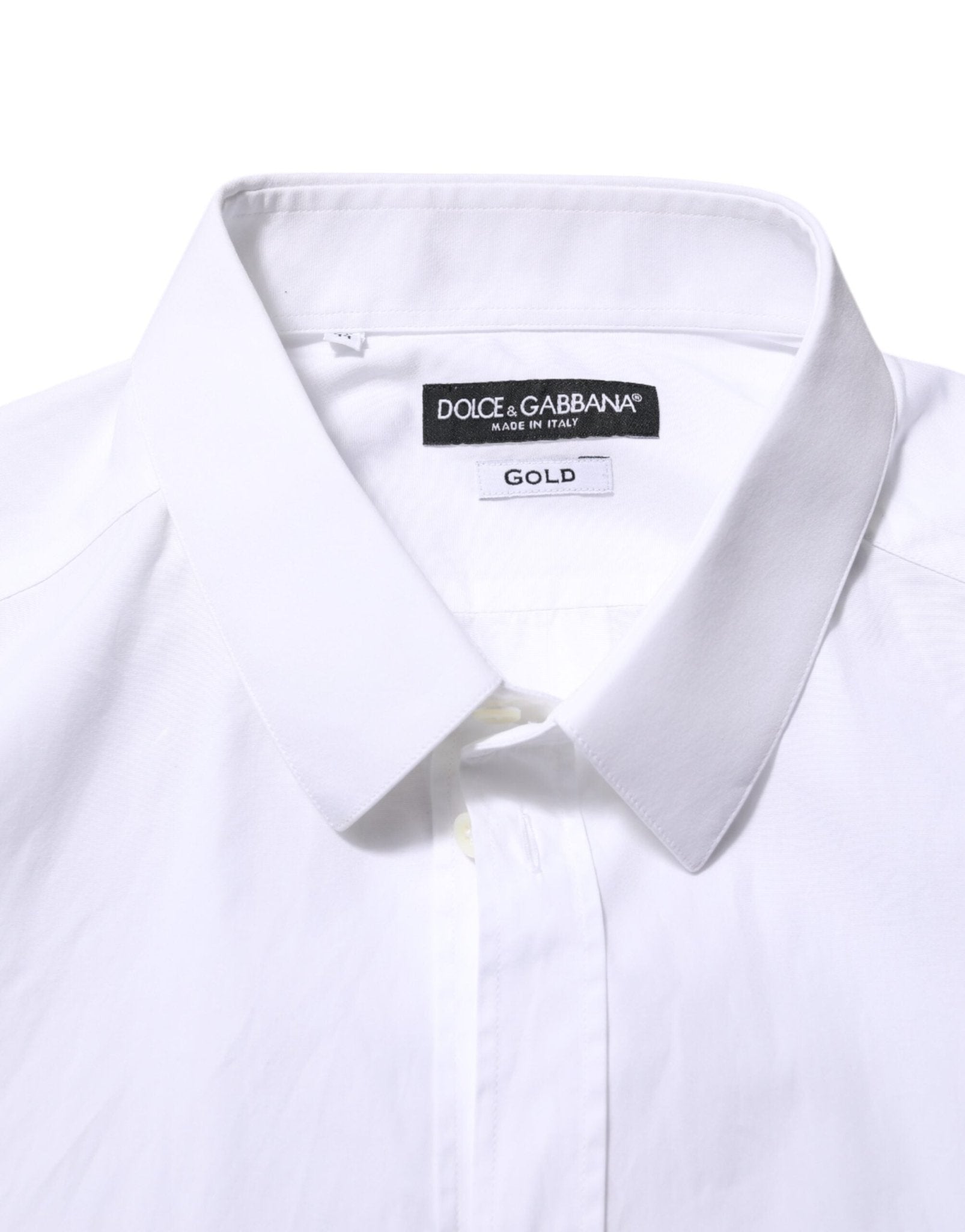 Dolce & Gabbana White Cotton Long Sleeves GOLD Formal Shirt - RIMODA