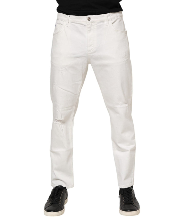 Dolce & Gabbana White Cotton Loose Men Denim Jeans - RIMODA