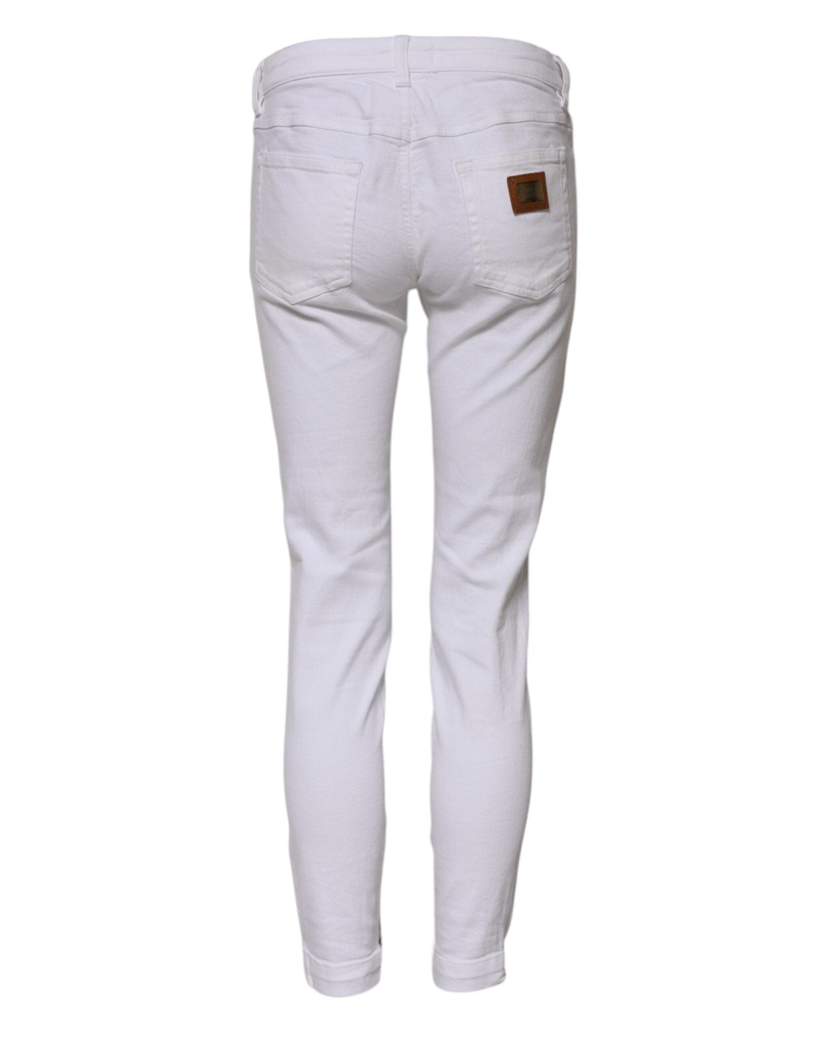 Dolce & Gabbana White Cotton Low Waist Skinny Denim Jeans - RIMODA