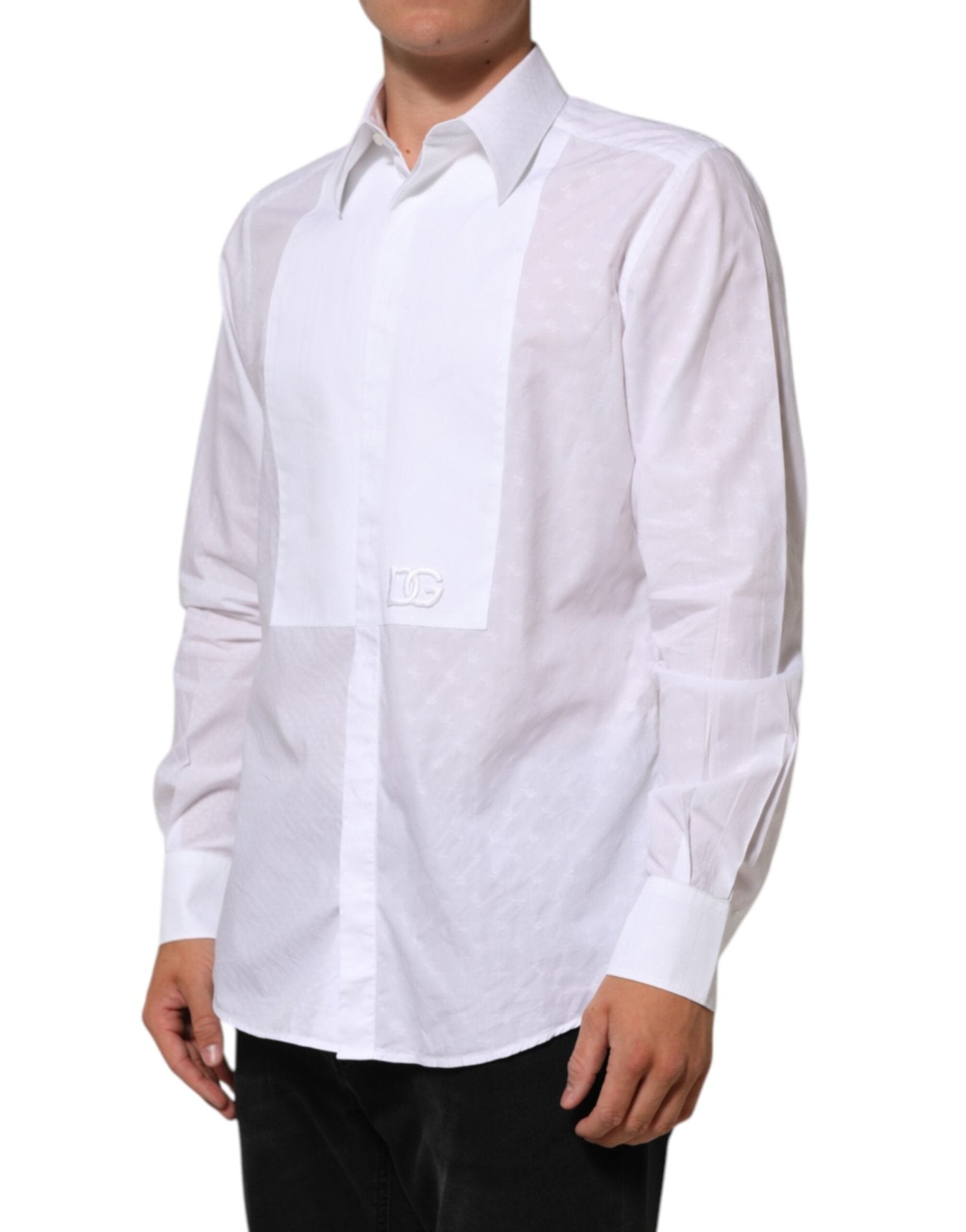 Dolce & Gabbana White Cotton MARTINI Bib Formal Dress Shirt - RIMODA