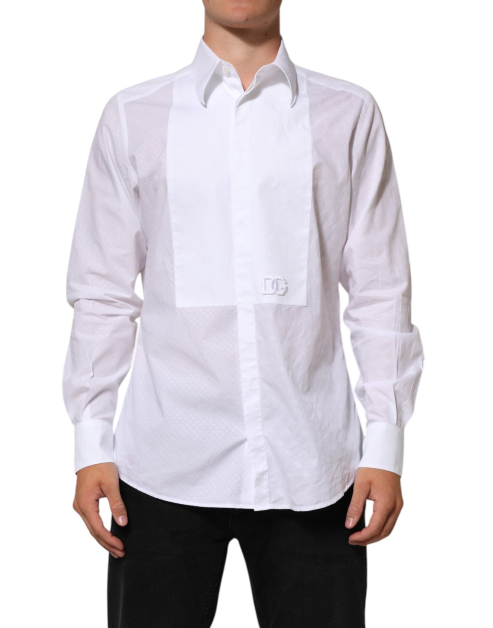 Dolce & Gabbana White Cotton MARTINI Bib Formal Dress Shirt - RIMODA