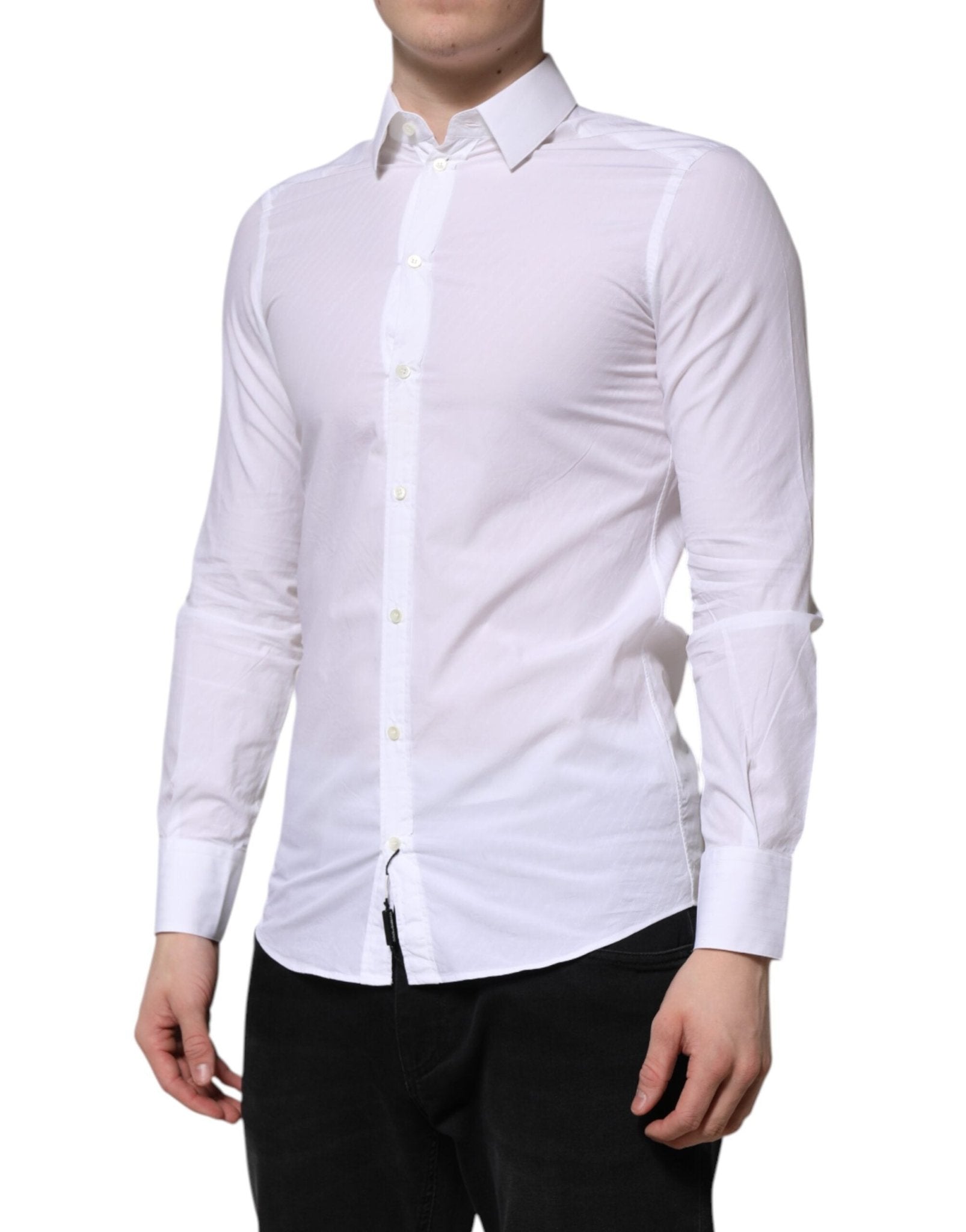 Dolce & Gabbana White Cotton MARTINI Long Sleeve Dress Shirt - RIMODA