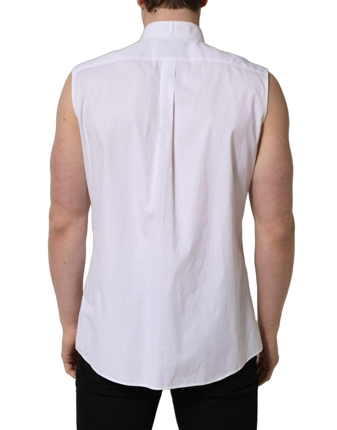 Dolce & Gabbana White Cotton MARTINI Sleeveless Men Dress Shirt - RIMODA