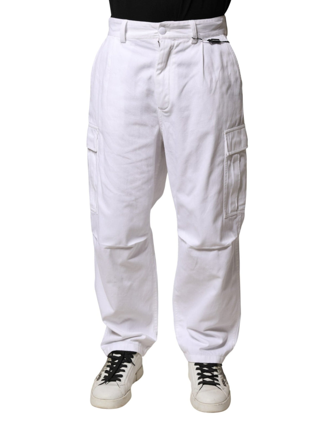 Dolce & Gabbana White Cotton Men Cargo Denim Trouser Jeans - RIMODA