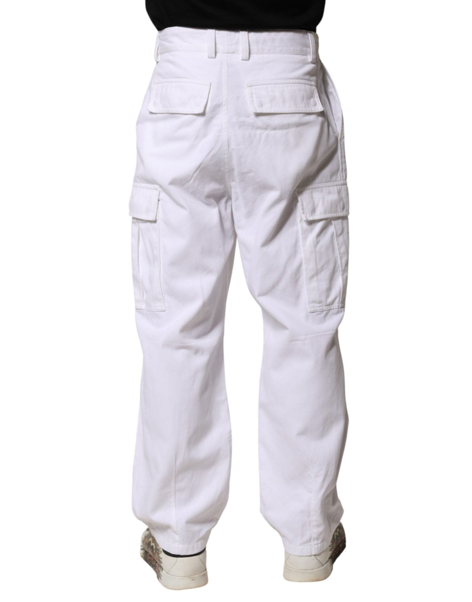 Dolce & Gabbana White Cotton Men Cargo Denim Trouser Jeans - RIMODA