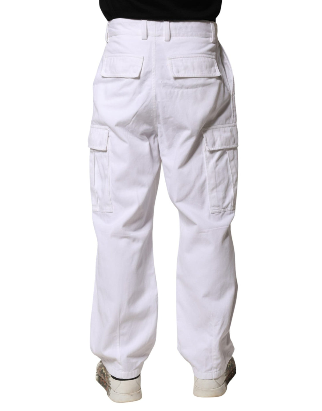 Dolce & Gabbana White Cotton Men Cargo Denim Trouser Jeans - RIMODA