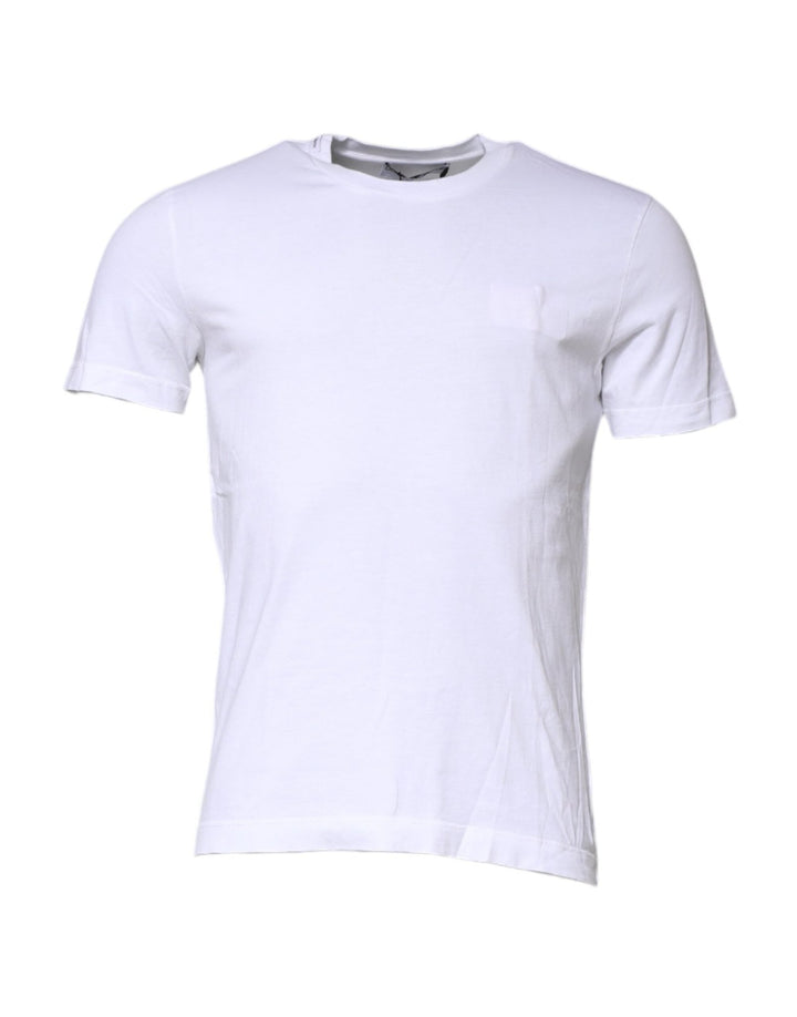 Dolce & Gabbana White Cotton Men Crew Neck Tee T-shirt - RIMODA