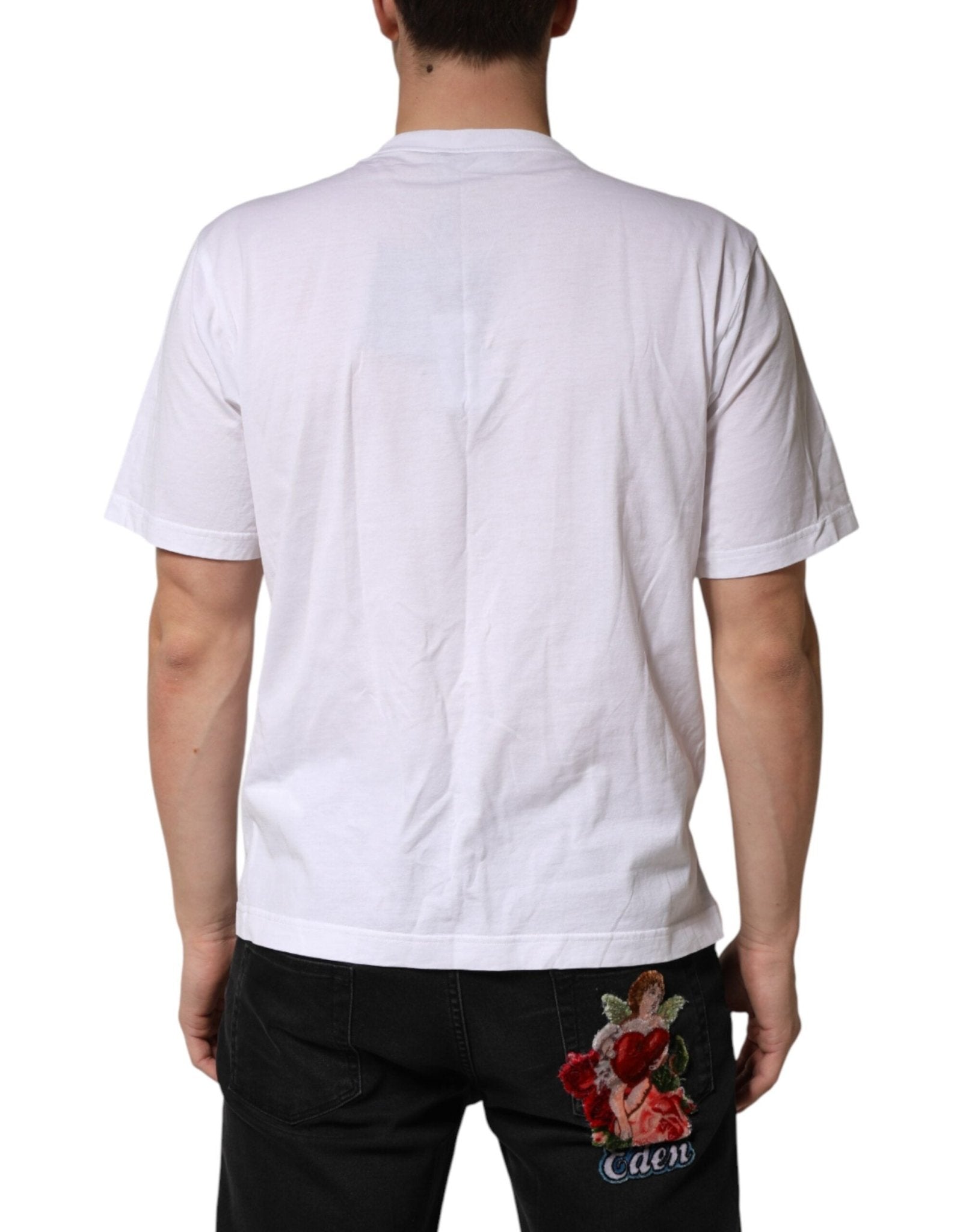 Dolce & Gabbana White Cotton Necklace Embellished T-shirt - RIMODA