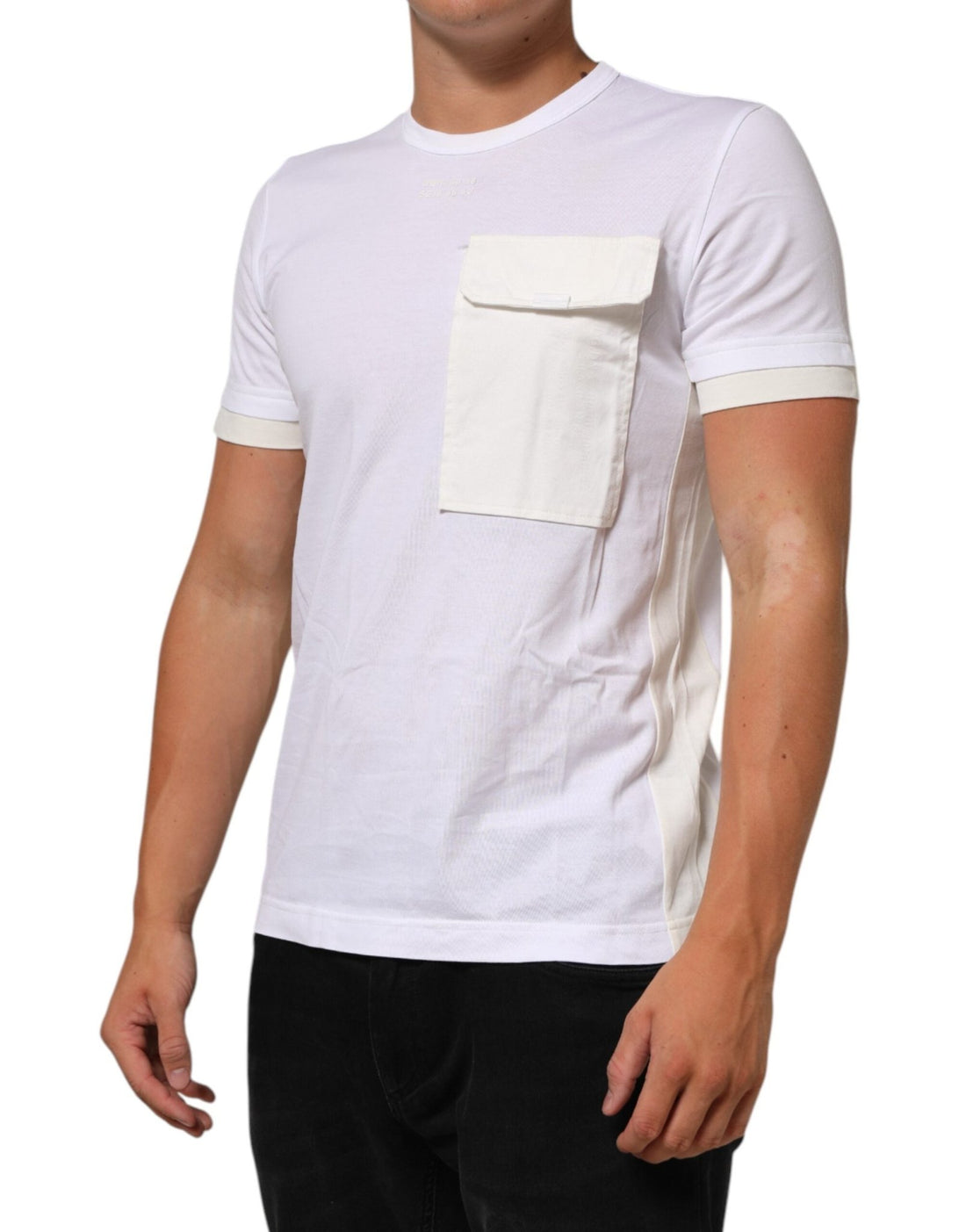 Dolce & Gabbana White Cotton Pocket Crew Neck Men Tee T-shirt - RIMODA