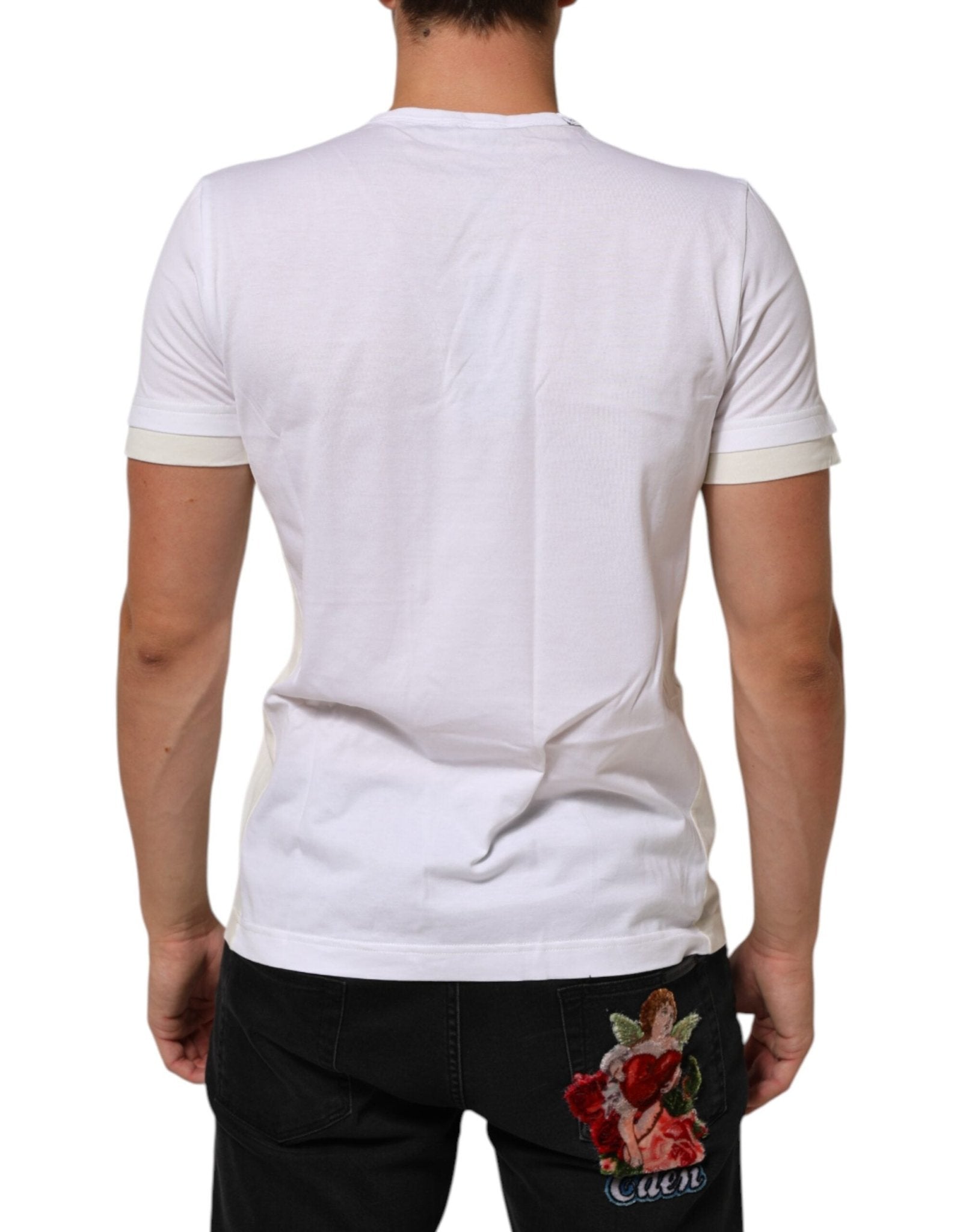 Dolce & Gabbana White Cotton Pocket Crew Neck Men Tee T-shirt - RIMODA