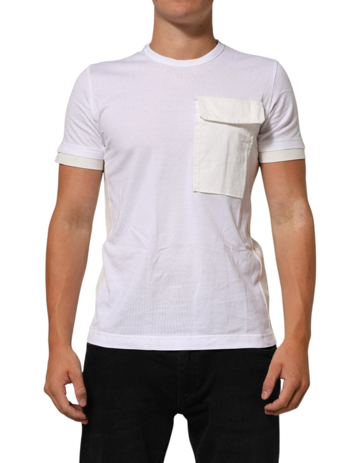Dolce & Gabbana White Cotton Pocket Crew Neck Men Tee T-shirt - RIMODA