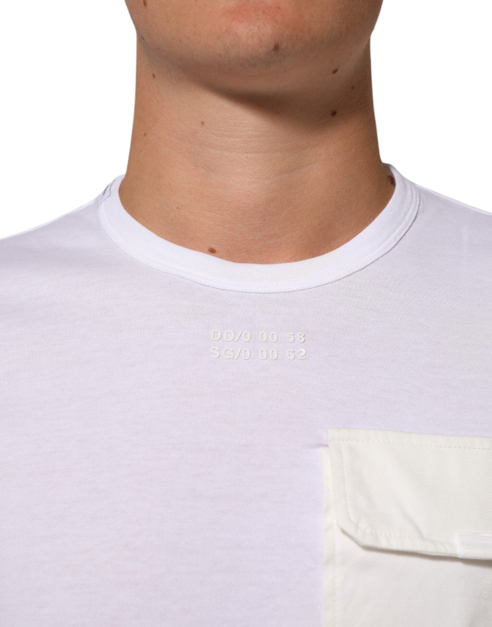 Dolce & Gabbana White Cotton Pocket Crew Neck Men Tee T-shirt - RIMODA