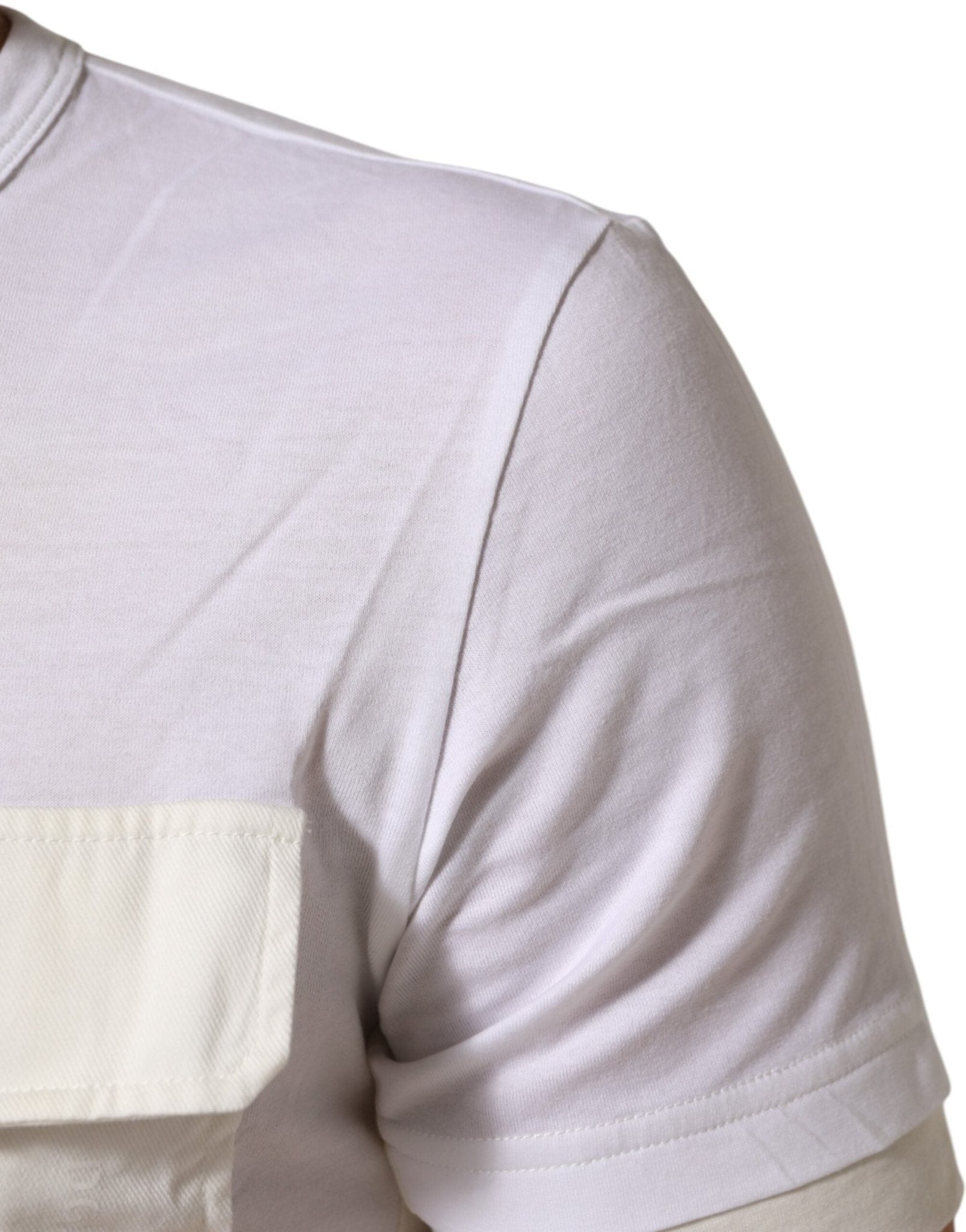 Dolce & Gabbana White Cotton Pocket Crew Neck Men Tee T-shirt - RIMODA