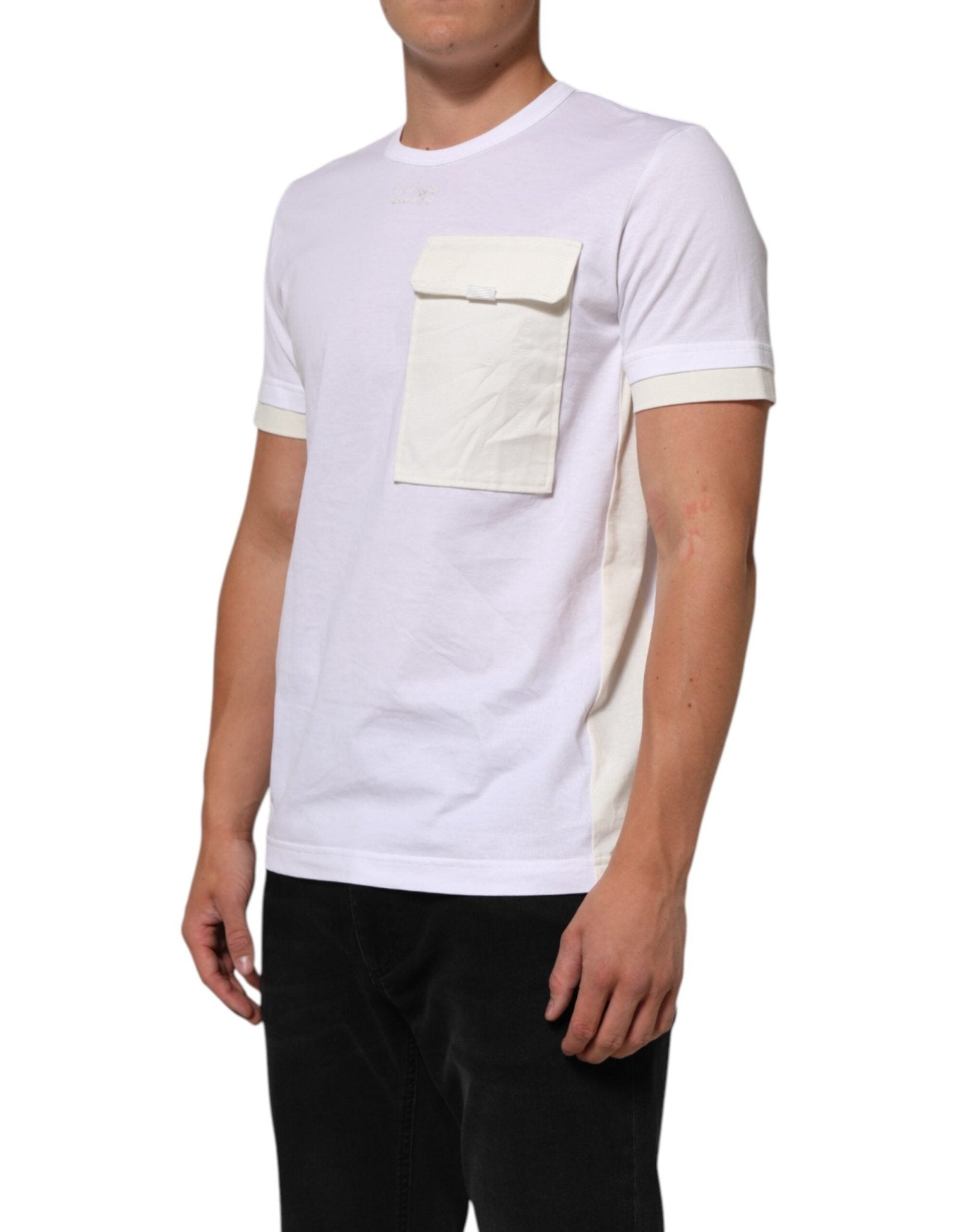 Dolce & Gabbana White Cotton Pocket Short Sleeves T-shirt - RIMODA