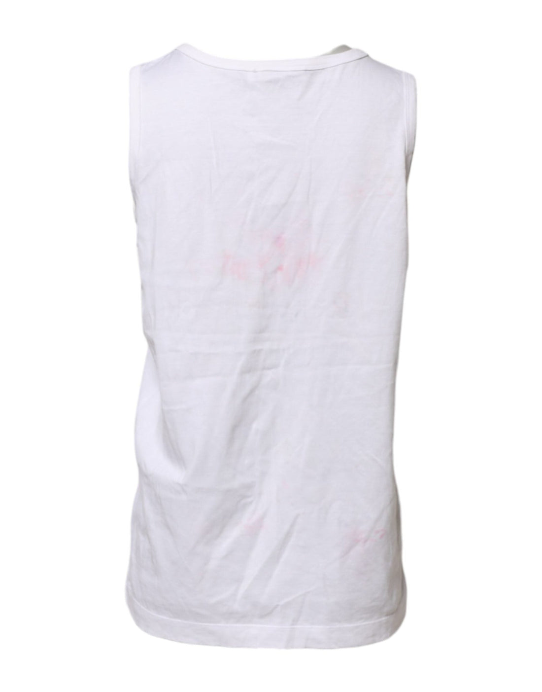 Dolce & Gabbana White Cotton Printed Sleeveless Round Neck Top - RIMODA