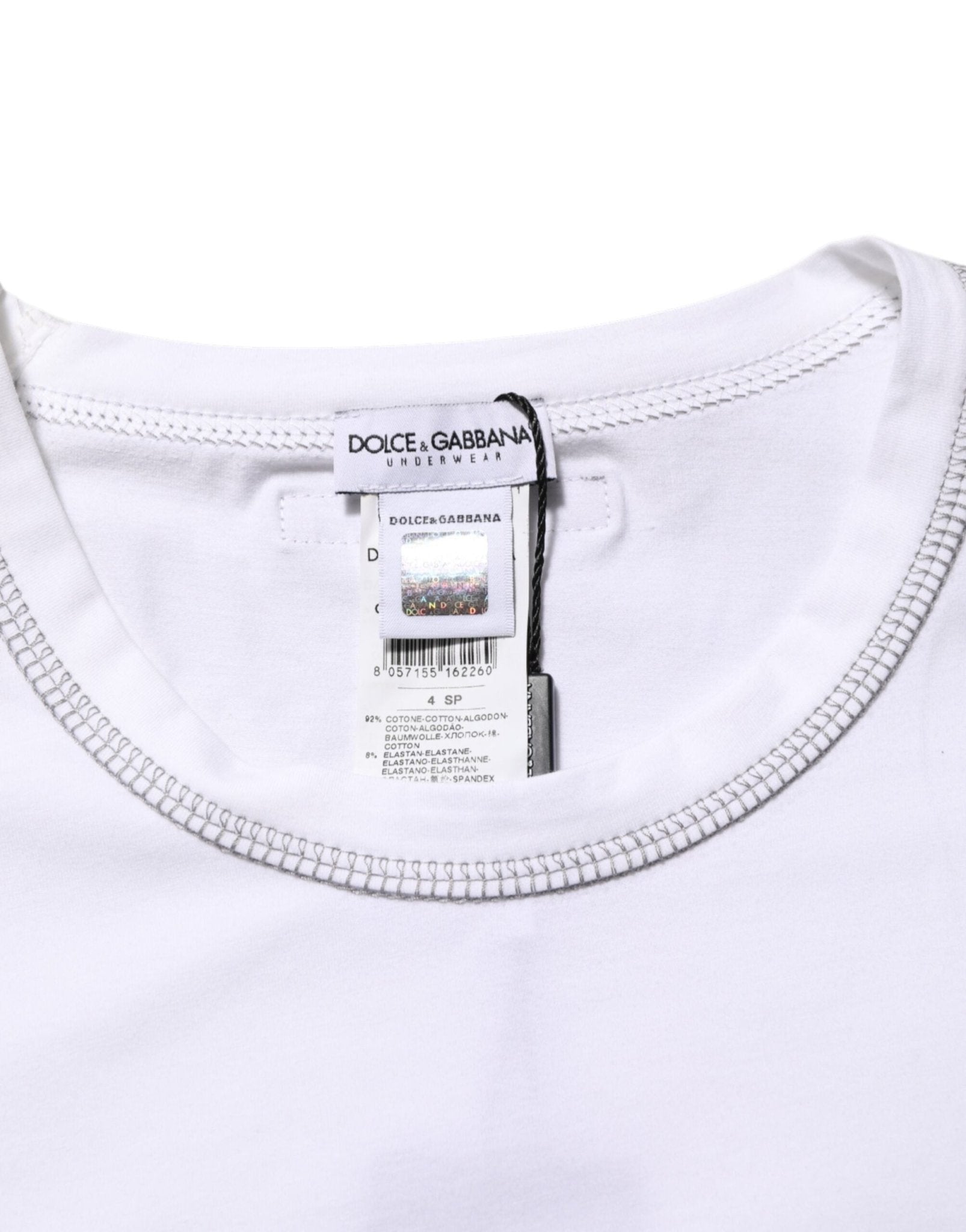 Dolce & Gabbana White Cotton Round Neck Men Underwear T-shirt - RIMODA