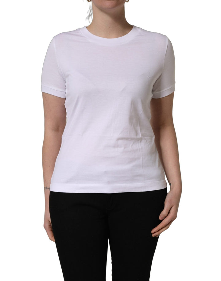 Dolce & Gabbana White Cotton Round Neck Short Sleeves T-Shirt - RIMODA