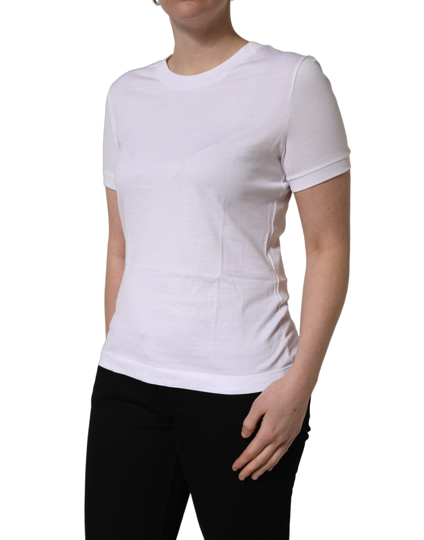 Dolce & Gabbana White Cotton Round Neck Short Sleeves T-Shirt - RIMODA
