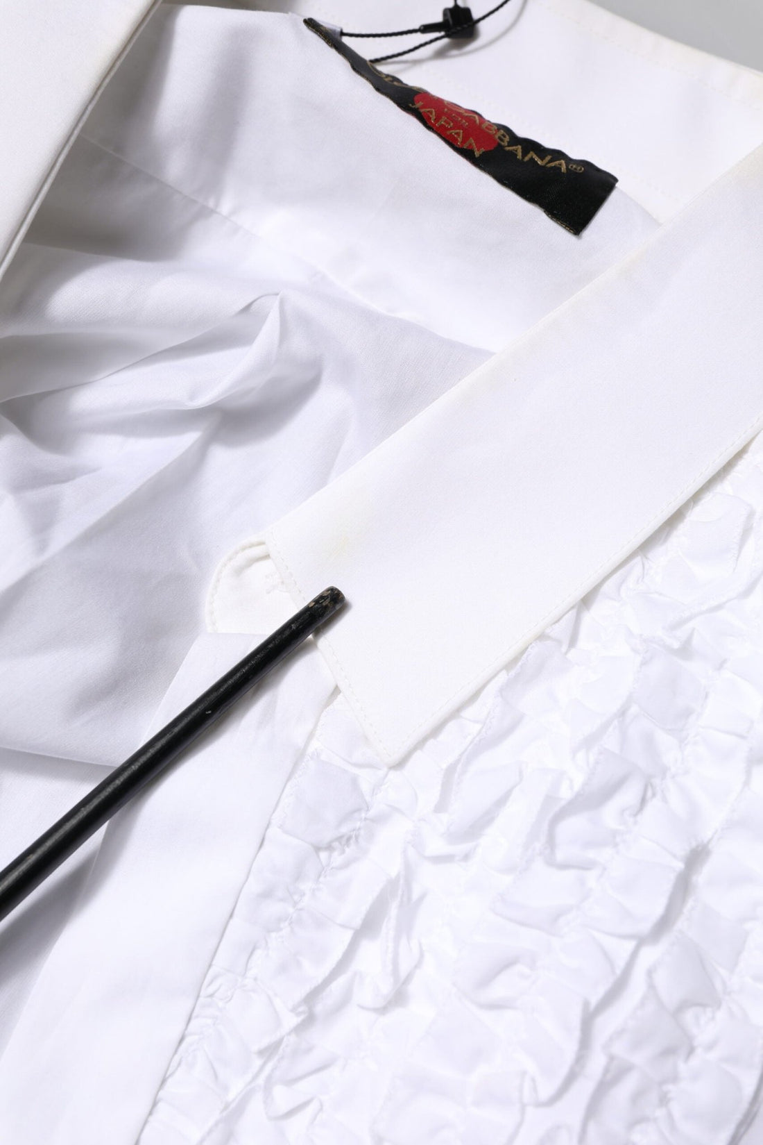 Dolce & Gabbana White Cotton Ruffled Detailing Formal Shirt - RIMODA