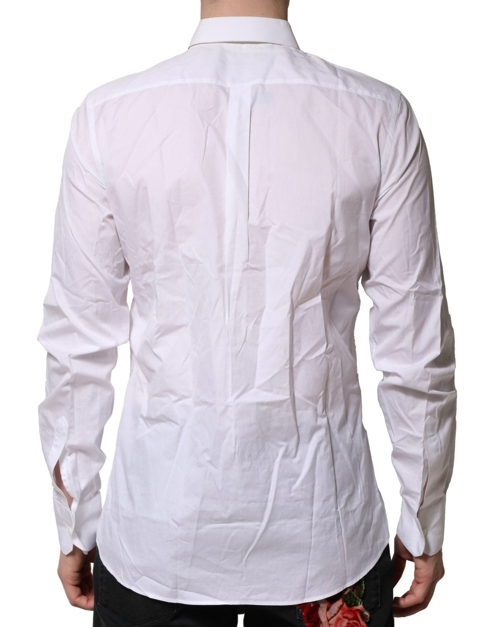 Dolce & Gabbana White Cotton Ruffled Detailing Formal Shirt - RIMODA