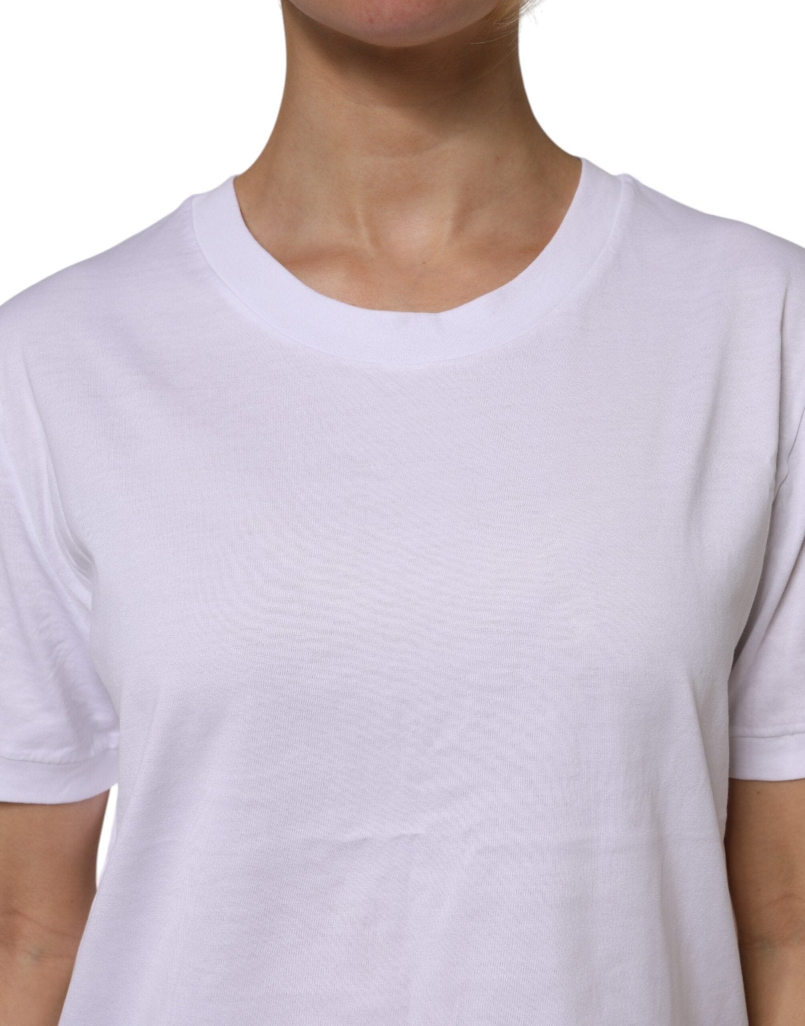 Dolce & Gabbana White Cotton Short Sleeve Round Neck T-shirt - RIMODA
