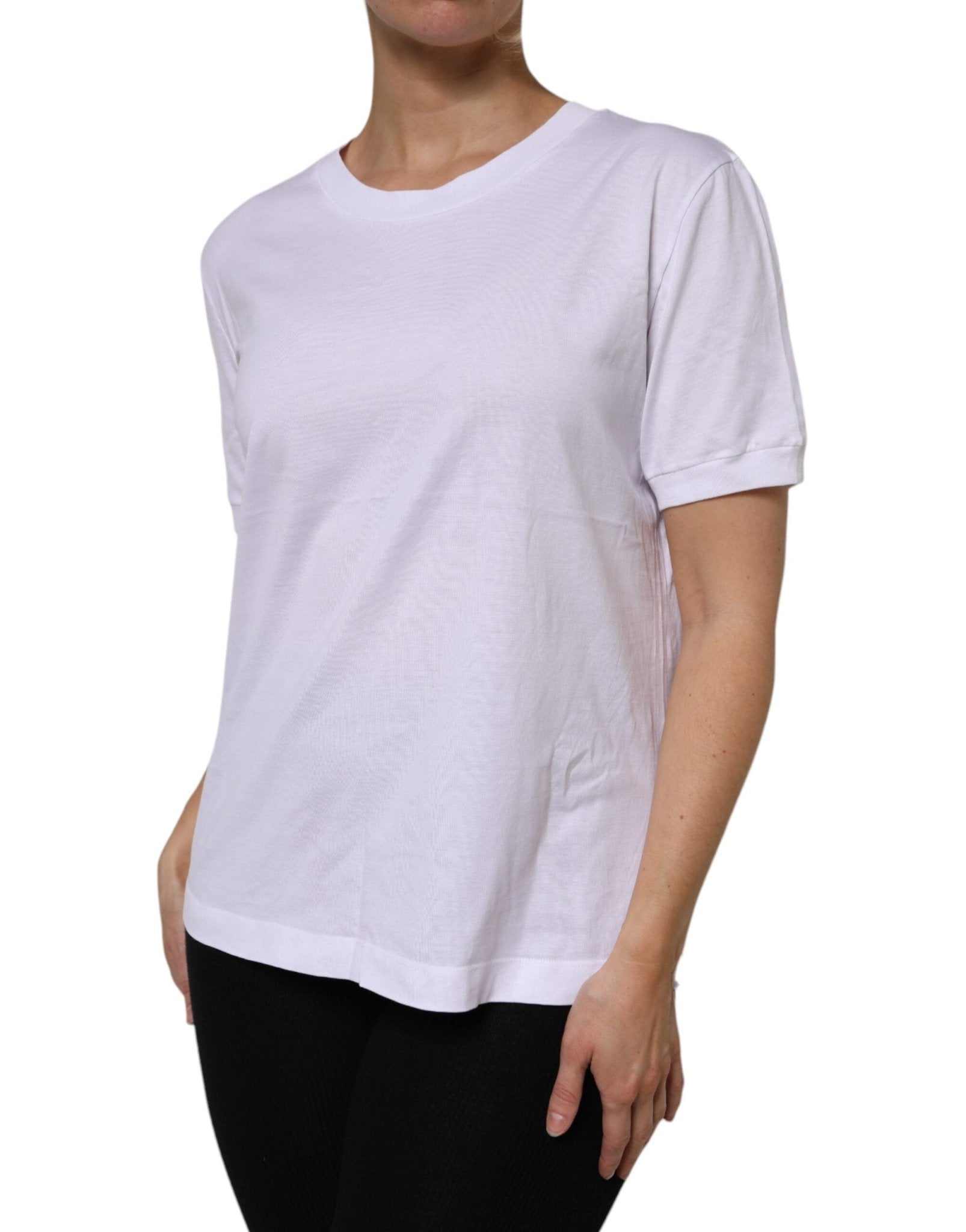 Dolce & Gabbana White Cotton Short Sleeve Round Neck T-shirt - RIMODA