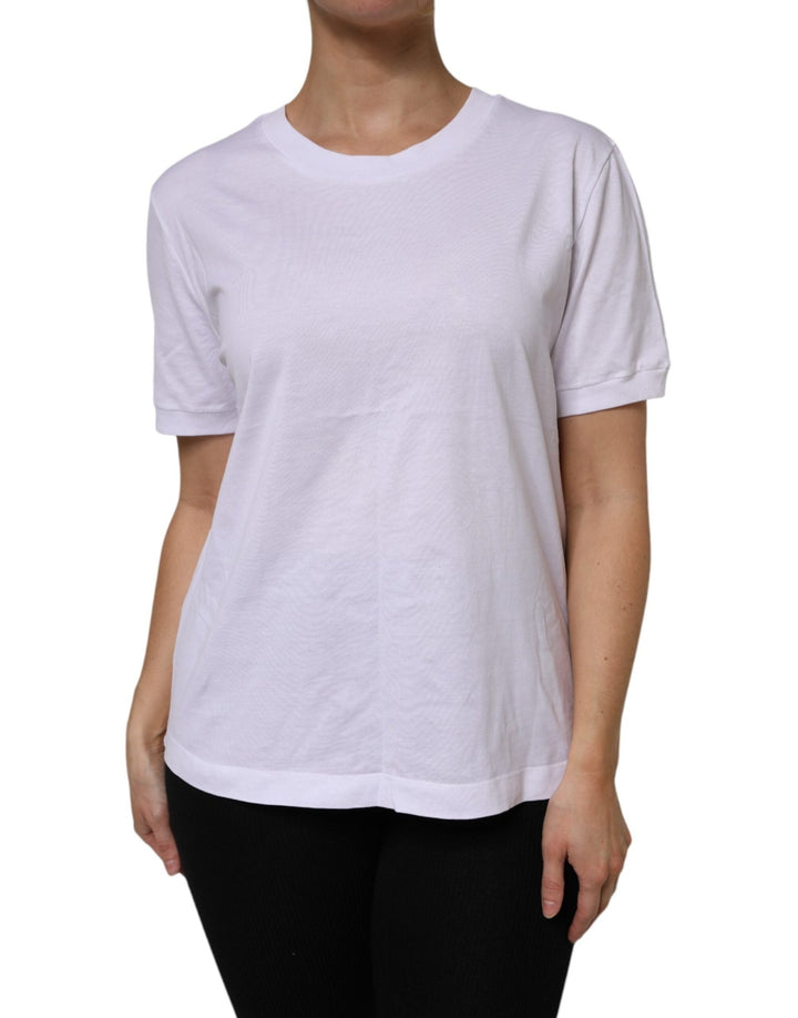 Dolce & Gabbana White Cotton Short Sleeve Round Neck T-shirt - RIMODA