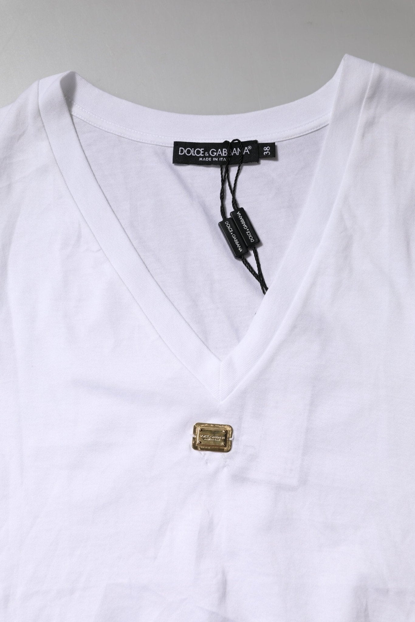 Dolce & Gabbana White Cotton Short Sleeve V-Neck Top T-shirt - RIMODA