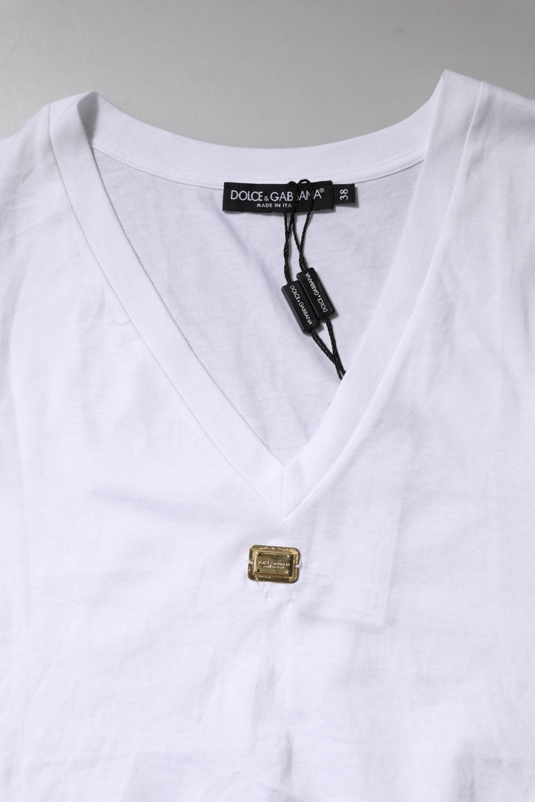 Dolce & Gabbana White Cotton Short Sleeve V-Neck Top T-shirt - RIMODA