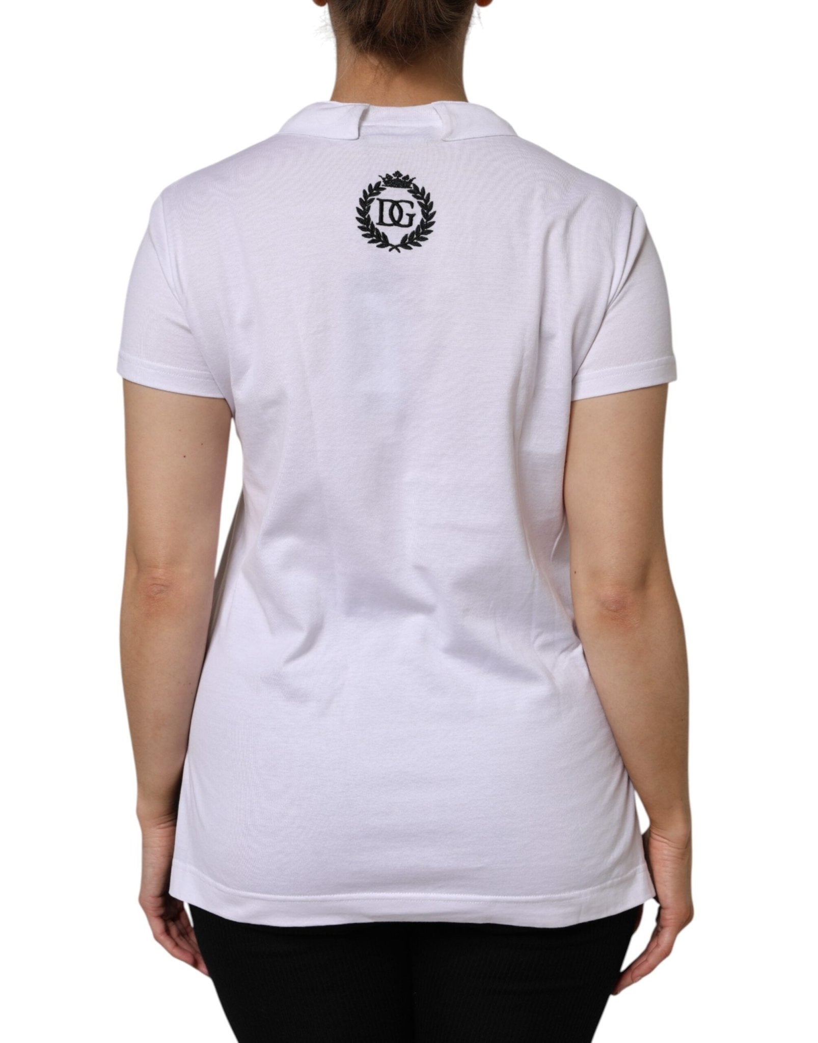 Dolce & Gabbana White Cotton Short Sleeve V-Neck Top T-shirt - RIMODA