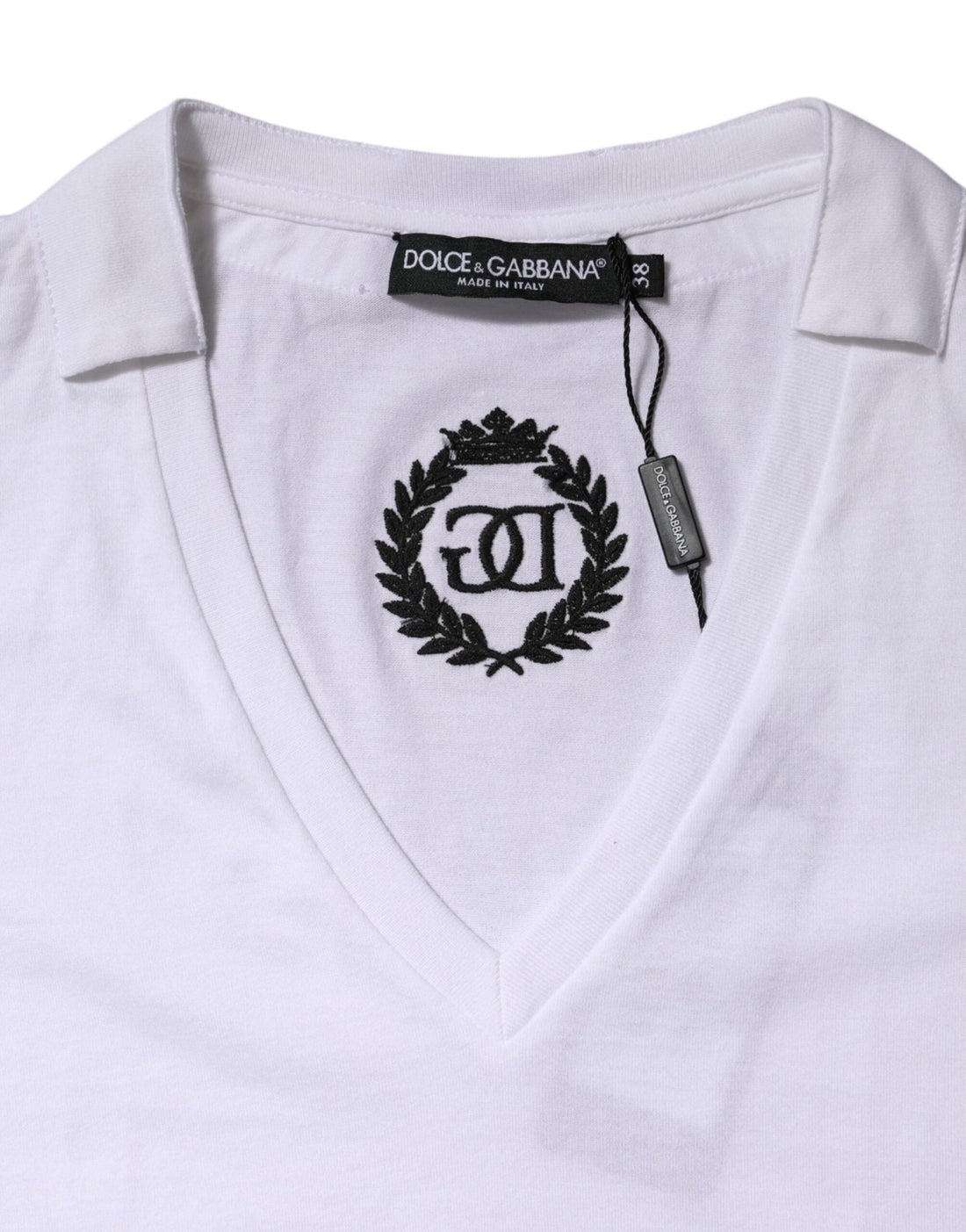 Dolce & Gabbana White Cotton Short Sleeve V-Neck Top T-shirt - RIMODA