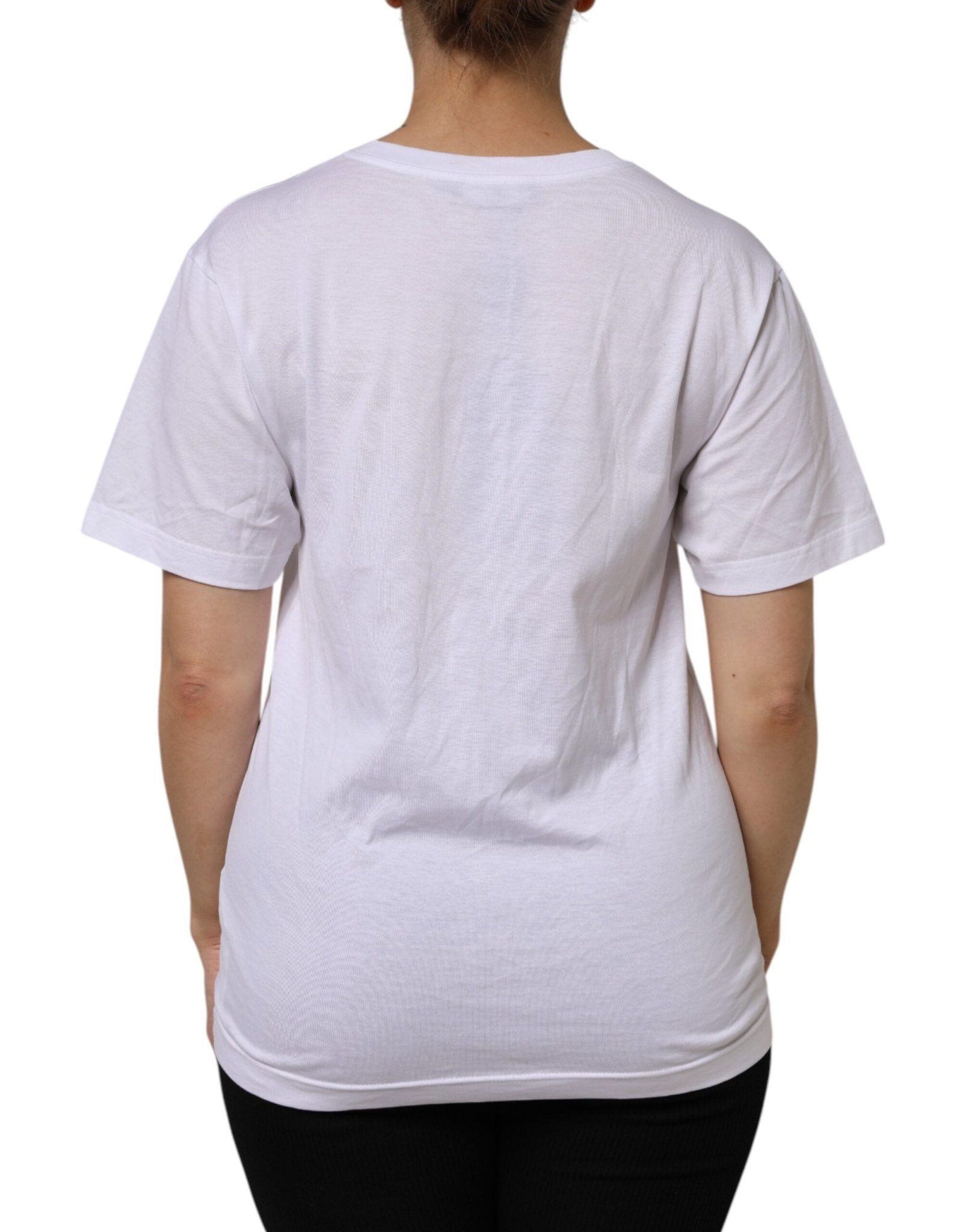 Dolce & Gabbana White Cotton Short Sleeve V-Neck Top T-shirt - RIMODA