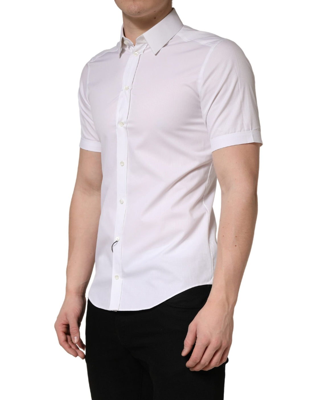 Dolce & Gabbana White Cotton Short Sleeves Button Down Shirt - RIMODA