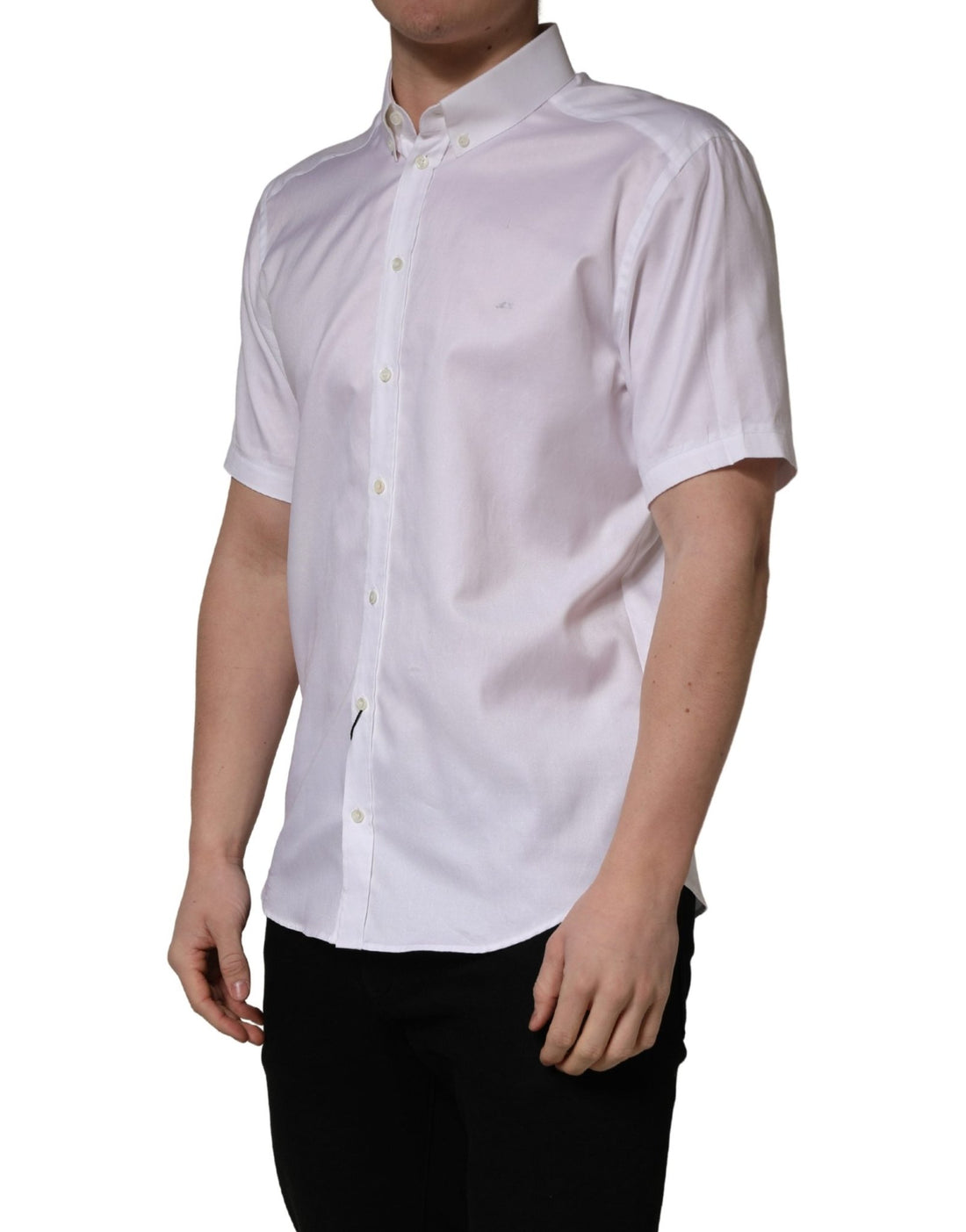 Dolce & Gabbana White Cotton Short Sleeves Button Down Shirt - RIMODA