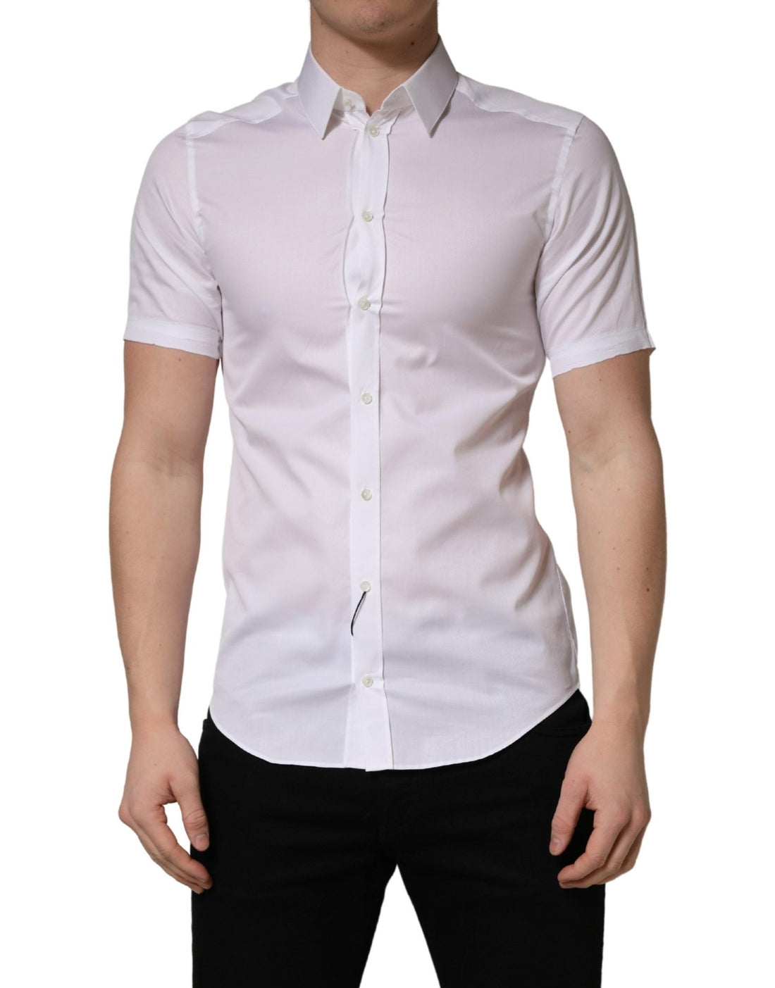 Dolce & Gabbana White Cotton Short Sleeves Button Down Shirt - RIMODA