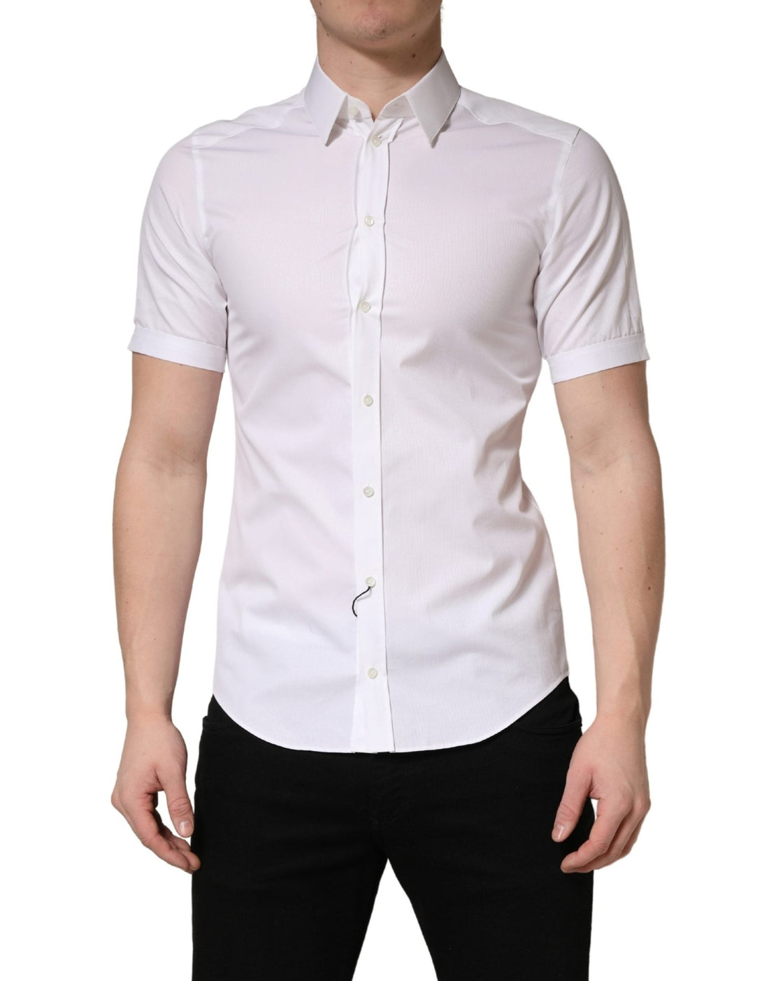 Dolce & Gabbana White Cotton Short Sleeves Button Down Shirt - RIMODA