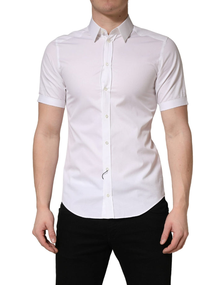 Dolce & Gabbana White Cotton Short Sleeves Button Down Shirt - RIMODA