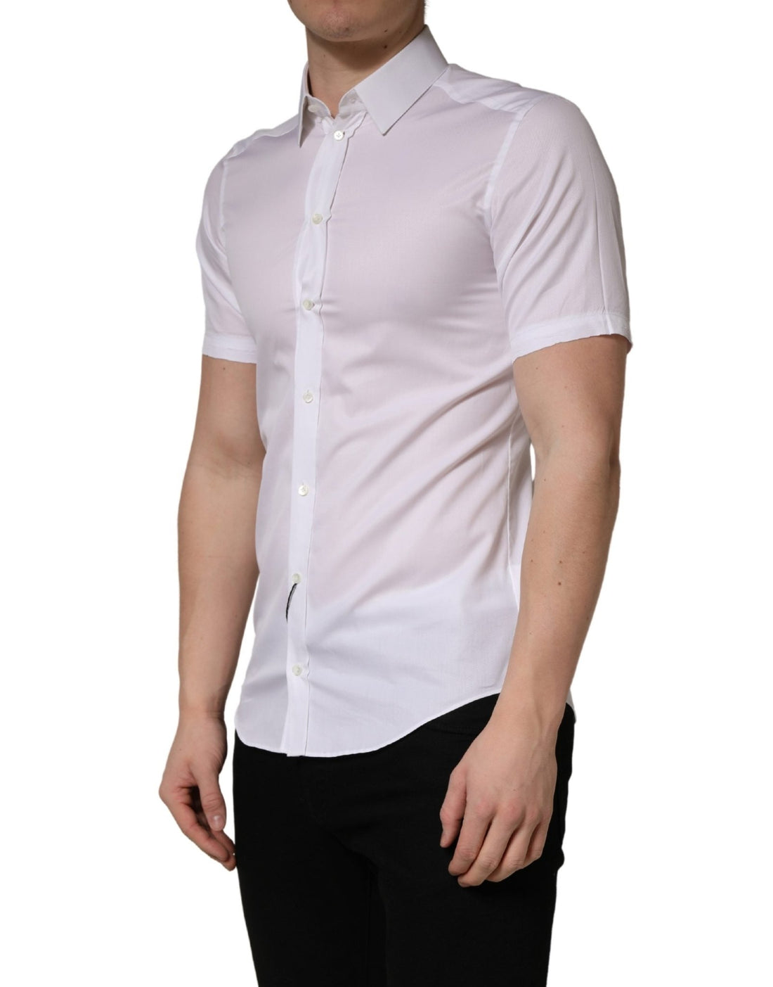 Dolce & Gabbana White Cotton Short Sleeves Button Down Shirt - RIMODA